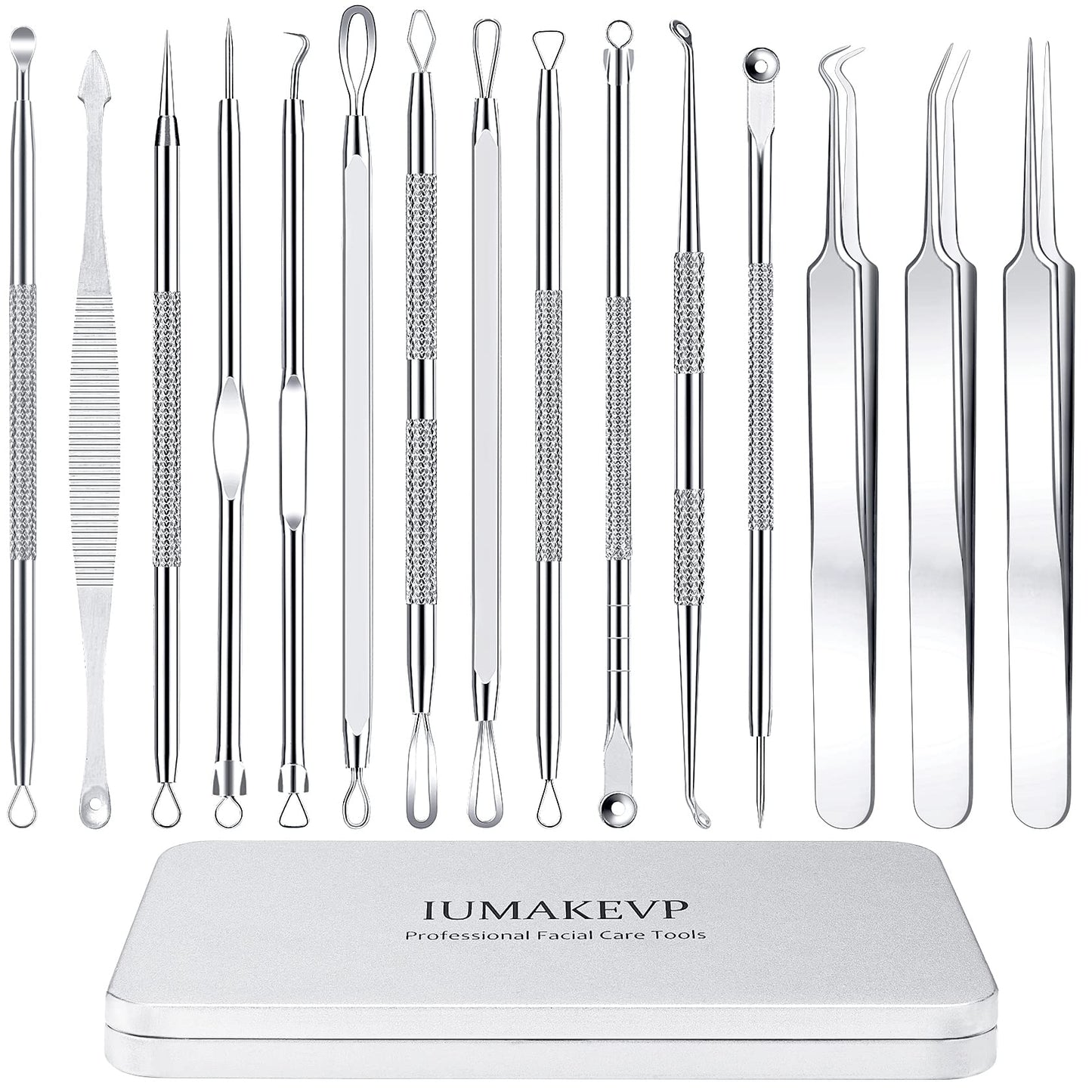 Pimple Popper Tool Kit, IUMAKEVP 15 PCS Professional Stainless Steel Blackhead Remover Comedone Extractor Tools for Removing Zit on Face - Acne Beauty and Personal Care IUMAKEVP Default Title