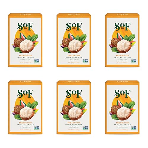 South Of France SoF Triple Milled Bar Soap - With Coconut Oil & Organic Shea Butter- Vegan & Non GMO- Free From Phthalates, Sulfates & Parabens- Shea Beauty & Personal Care South Of France