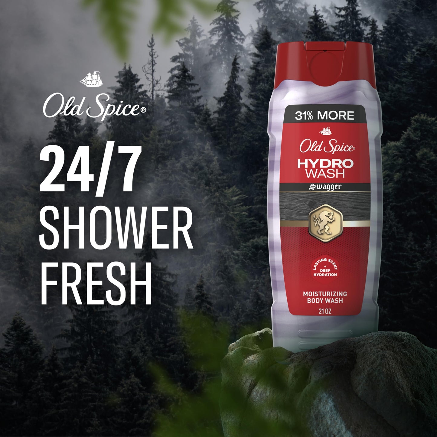 Old Spice Moisturizing Body Wash for Men, Hydro Wash, 2-in-1 Long Lasting Scent & Deep Hydration, 24/7 Shower Fresh, Swagger Scent, 21 oz (Pack of 2) Beauty & Personal Care Old Spice