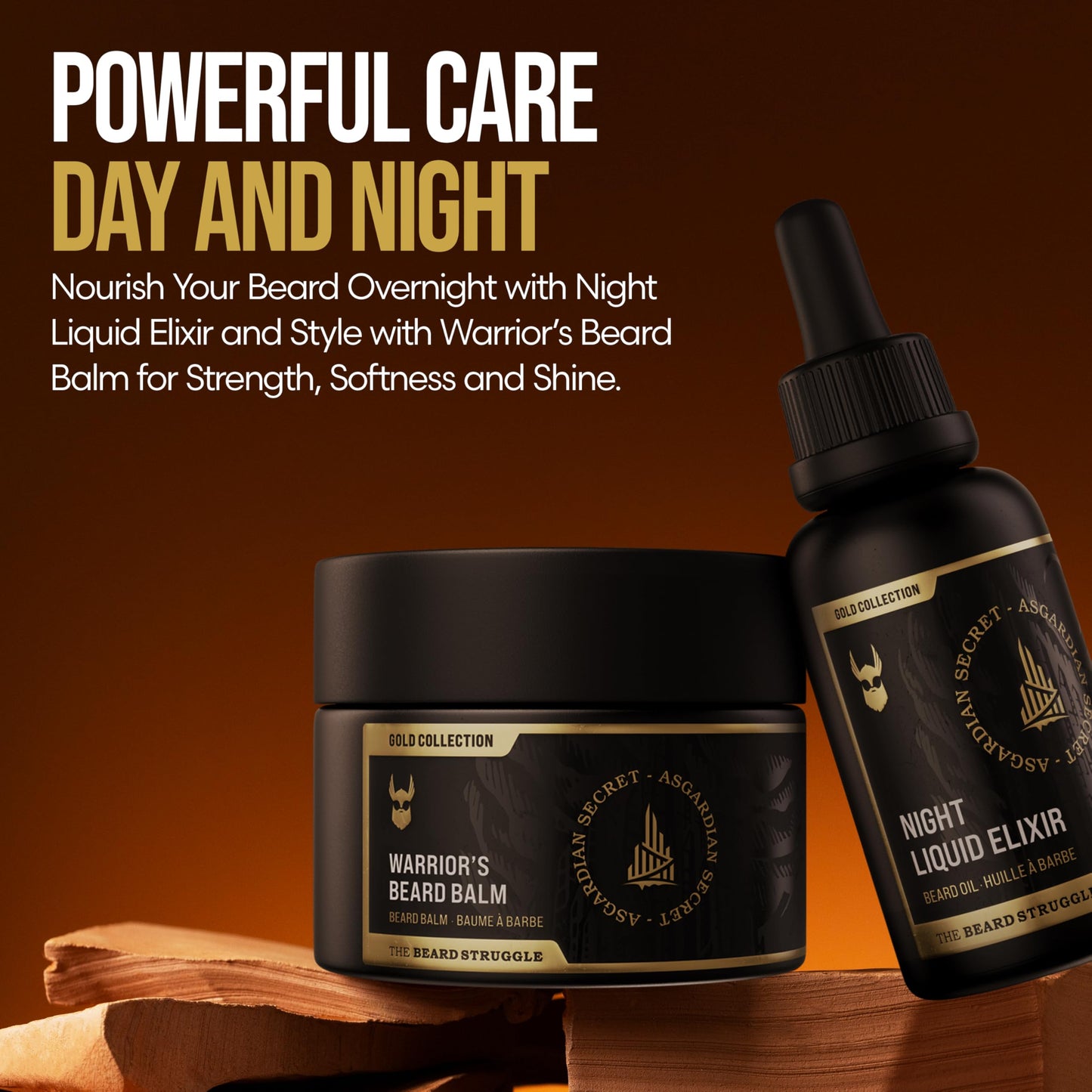 The Beard Struggle Men’s Beard Grooming Kit Includes Balm, Oil, Wash & Conditioner - Gold Collection, Asgardian Secret (8.11 fl oz) Beauty and Personal Care The Beard Struggle