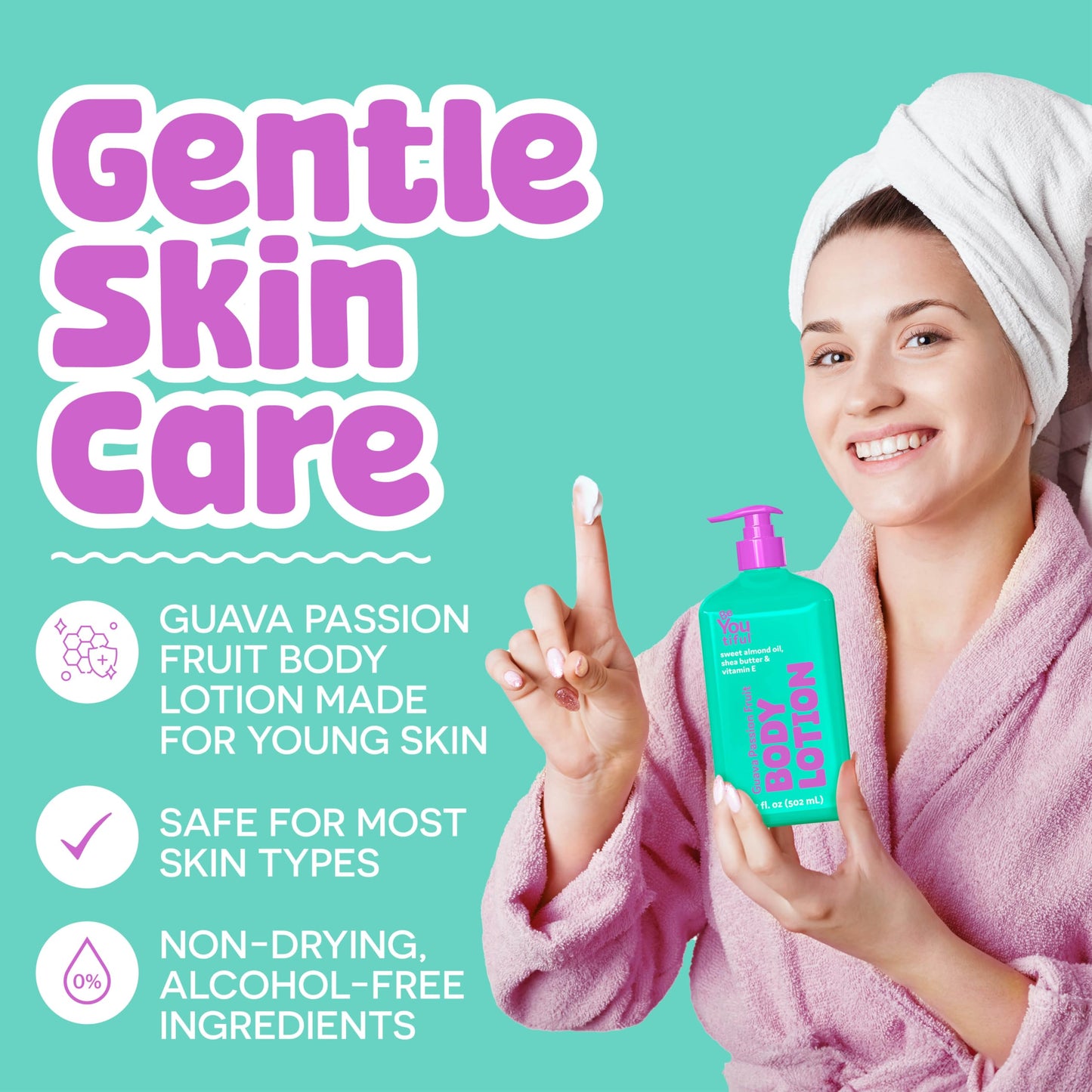 BeYoutiful Guava Passion Fruit Body Lotion for Dry Skin, Natural Cruelty-Free Hydrating Moisturizer for Kids & Teens with Sweet Almond Oil, 17 oz Beauty & Personal Care BeYoutiful
