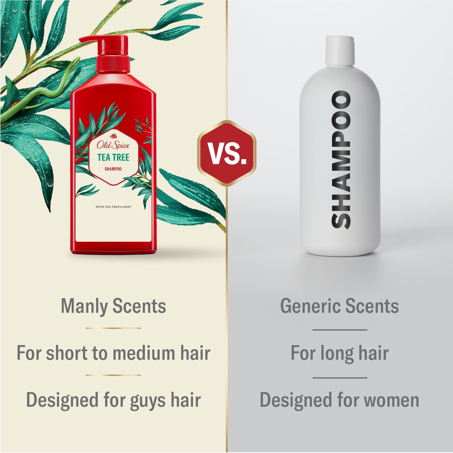 Old Spice Tea Tree Shampoo for Men, Healthier, Fuller, More Moisturized Looking Hair, 21.9 Fl Oz Each, Twin Pack Beauty & Personal Care Old Spice