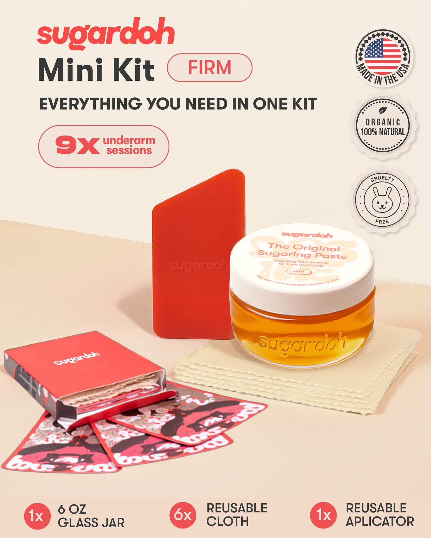 Sugardoh Sugar Waxing Kit for Women As Seen On Shark Tank (Mini Kit Firm) Face, Arms, & Legs, Sugar Wax Hair Removal- Sugaring Tiktok Viral Products Beauty and Personal Care SUGARDOH