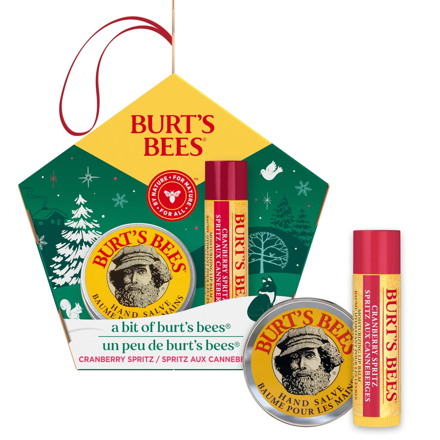 Burt's Bees A Bit of Burt's Bees Cranberry Spritz Lip Balm and Hand Salve Gift Set, Natural Origin Skin Care and Lip Care, 2-Piece Set, 0.15 oz./0.3 Beauty & Personal Care Burt's Bees