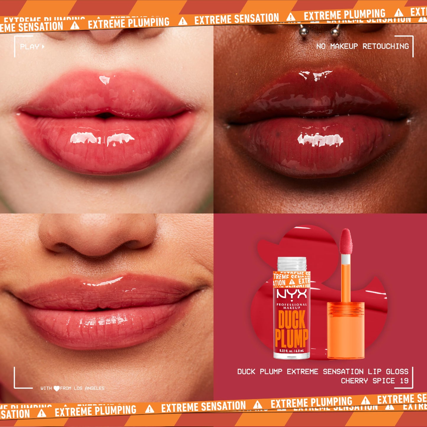 NYX PROFESSIONAL MAKEUP Duck Plump High Pigment Plumping Lip Gloss with Spicy Ginger, Vegan Lip Makeup - Cherry Spice (Transparent Red) Beauty & Personal Care NYX PROFESSIONAL MAKEUP