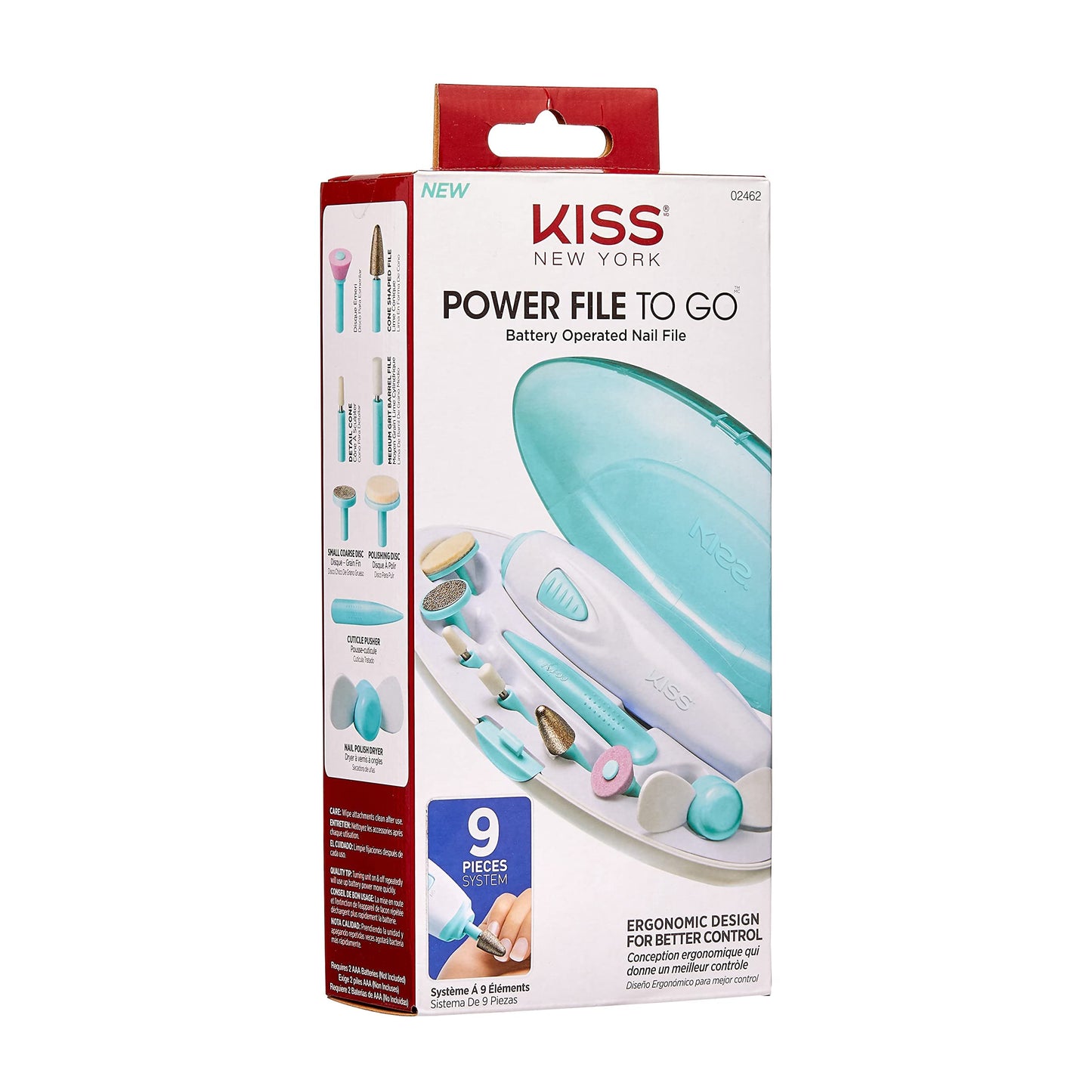 KISS Power File to Go Battery Powered Mani/Pedi Tool Professional Nail Care with 8 Attachments & Storage Case, Shape, Clean, and Polish Nails Beauty & Personal Care Kiss