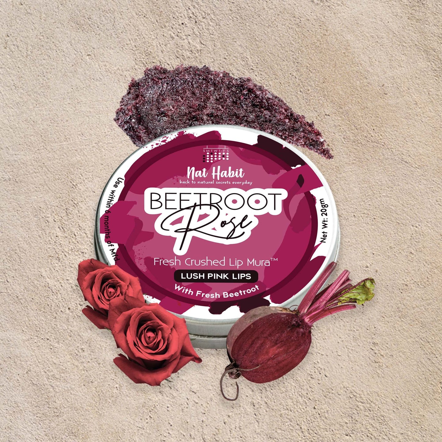 Nat Habit Beetroot Rose Fresh Lip Scrub, 12g, & Lip Balm, 10g, For Dry Lips, Combo For Women & Men, Natural Pink Lips Beauty and Personal Care Nat Habit