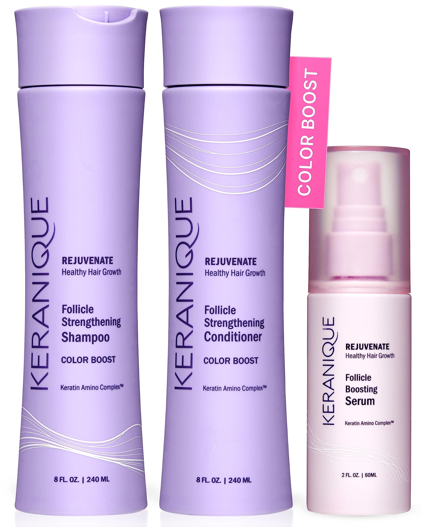 Keranique Color Treated Shampoo and Conditioner Set with Follicle Booster Hair Serum - Keratin Enriched Color Boost Set w/Shampoo, Conditioner Beauty & Personal Care Keranique