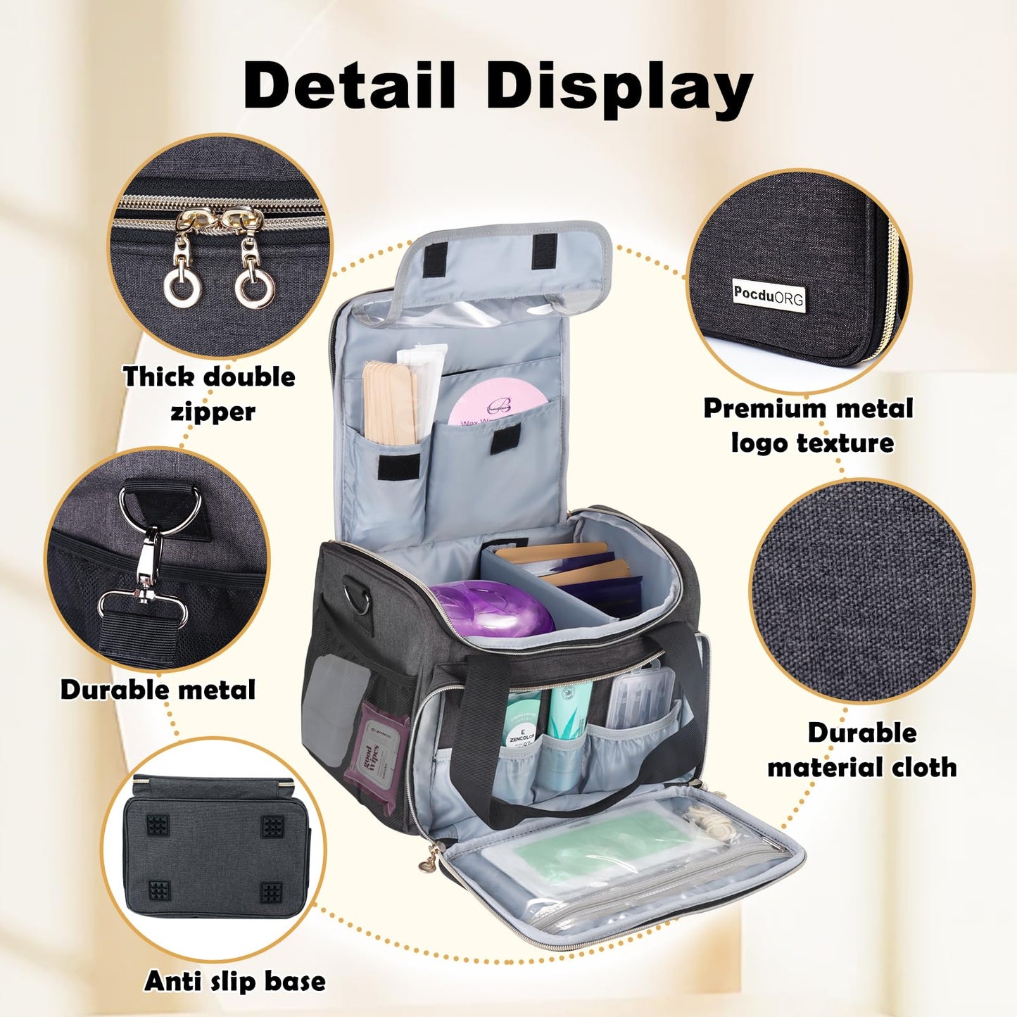 POCDUORG Universal Waxing Kit Carry Bag Compatible with Tress Wellness - Portable Organizer for Wax Warmer, Wax Beans, Pre & After Wax Sprays, Beauty and Personal Care POCDUORG