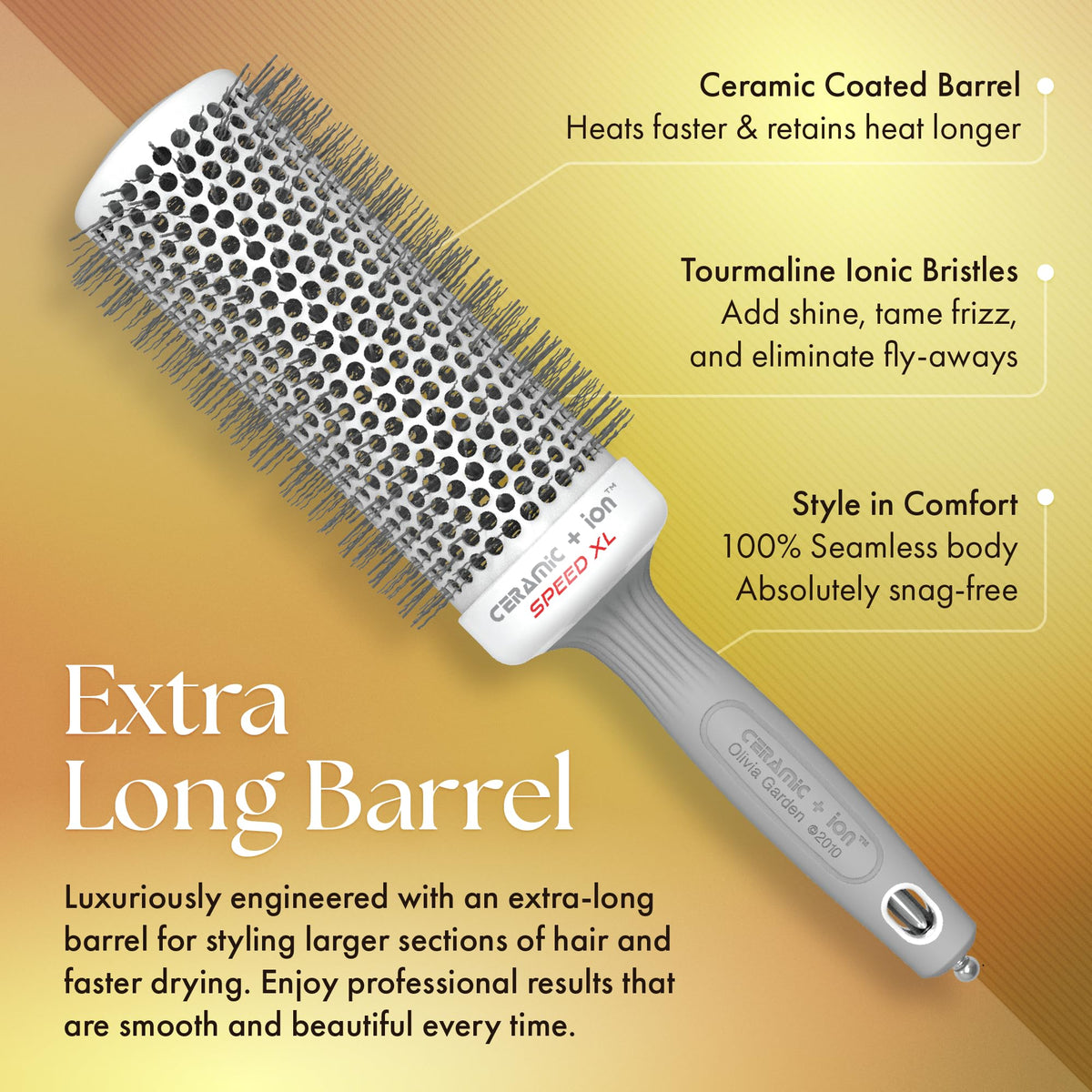 Olivia Garden Ceramic + Ion Speed XL - Extra-Long Round Thermal Hair Brush - Not Electrical - Professional Blowout Brush for Normal to Thick Hair - 2 Beauty & Personal Care Olivia Garden