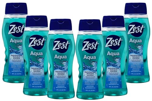 Zest Hydrating Body Wash - Aqua - Moisturizing Body Wash for Men and Women - Bath Soap with Vitamin E - Gentle Paraben Free Formula - 6 pc Beauty & Personal Care Zest