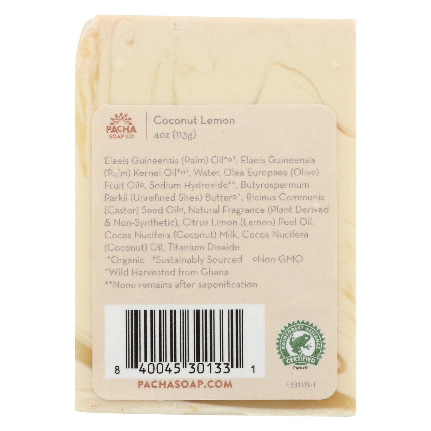 PACHA SOAP Coconut Lemon Bar Soap, 4 OZ Beauty & Personal Care Pacha Soap Co