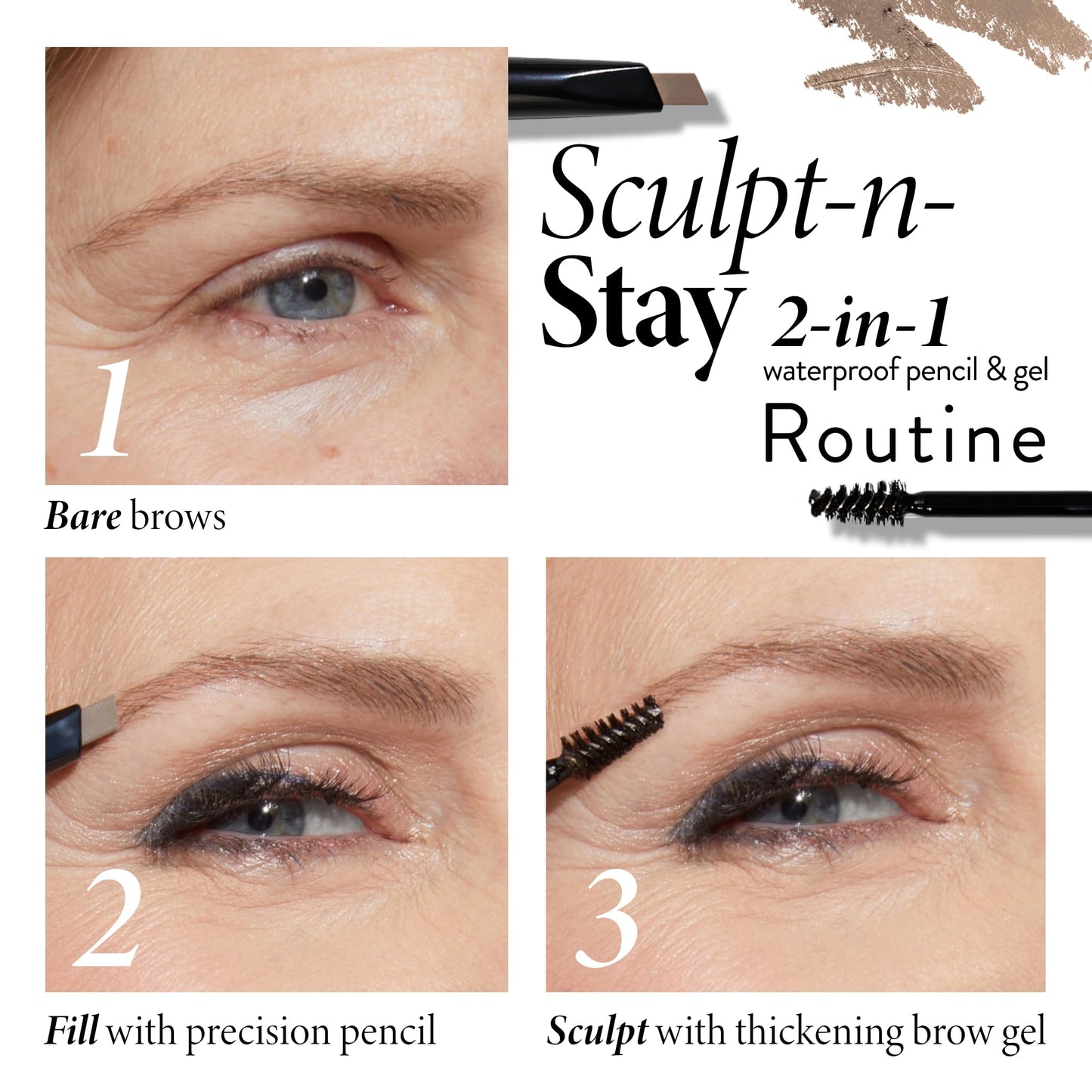 LAURA GELLER NEW YORK Sculpt-n-Stay Waterproof Brow Pencil & Gel- Dark Brown Beauty & Personal Care LAURA GELLER NEW YORK