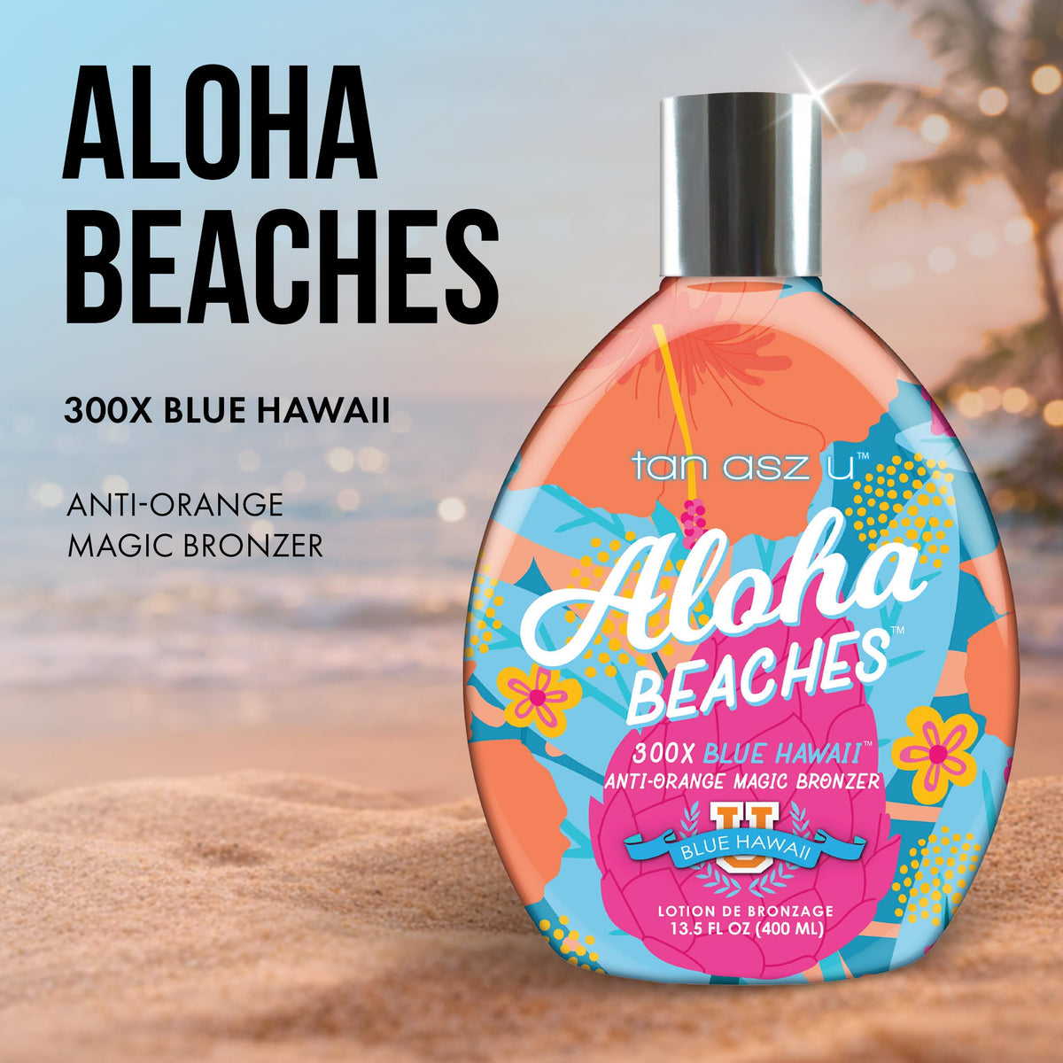 Tan Asz U Aloha Beaches 300X Anti-Orange Bronzer Tanning Lotion,13.5 Fl Oz