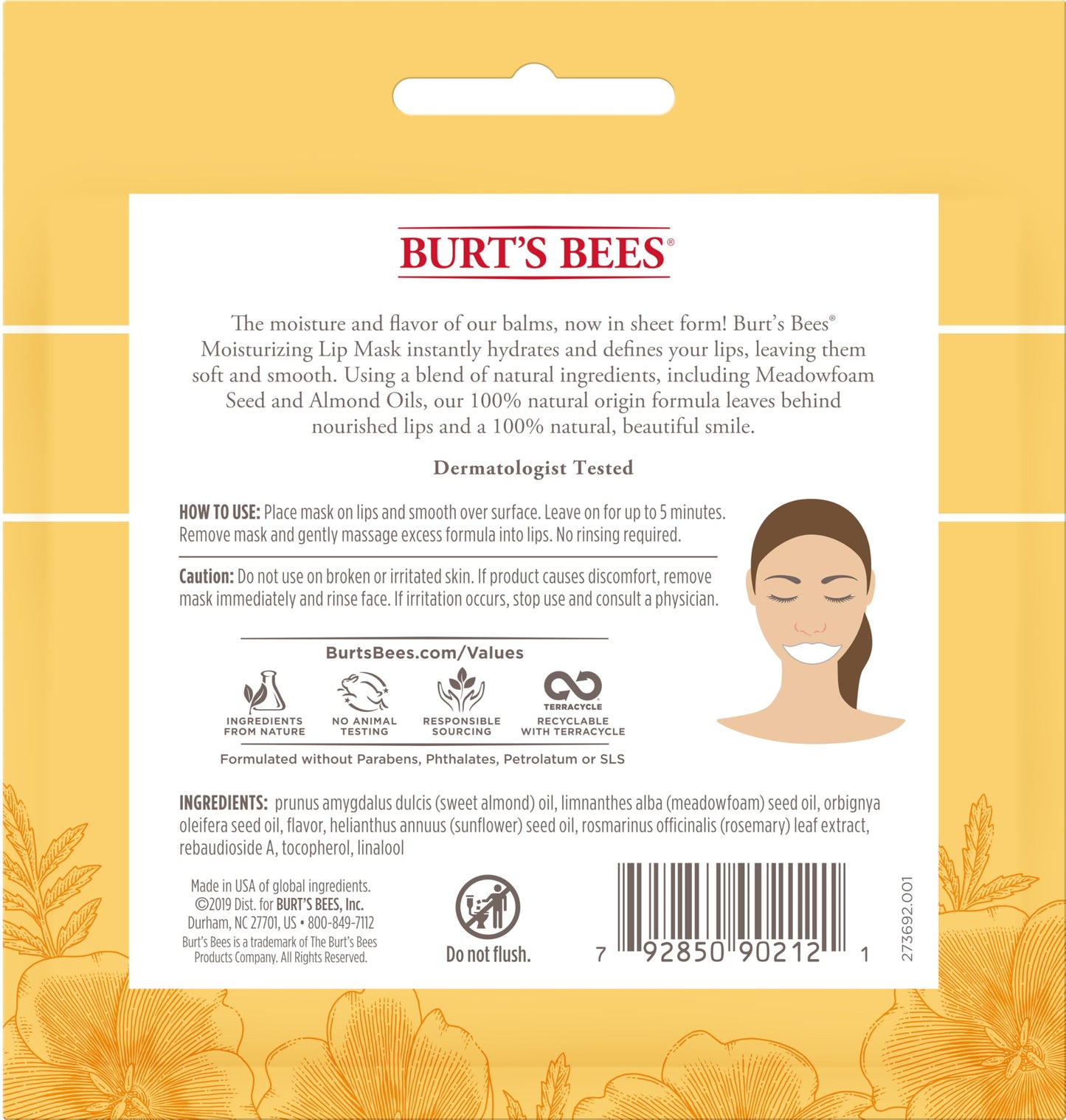 Burt's Bees 100% Natural Moisturizing Lip Mask, Single Use Conditioning Lip Care, 6 Count Beauty and Personal Care Burt's Bees