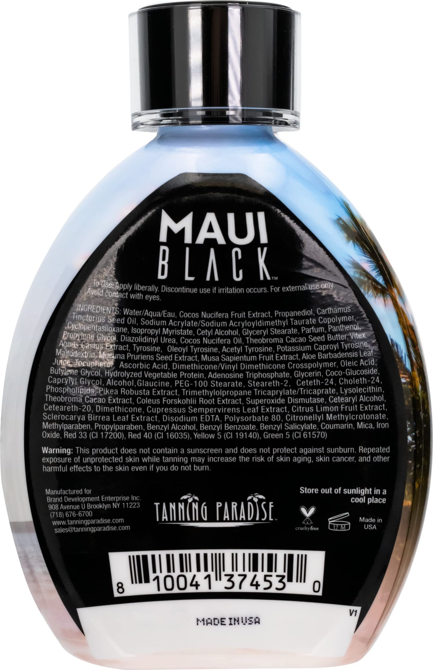Tanning Paradise Maui Black TanningLotion Instant Dark Tanning Lotion Natural Tan Lotion with Coconut Oil and Aloe Hydration Boost and Tattoo Beauty & Personal Care TANNING PARADISE