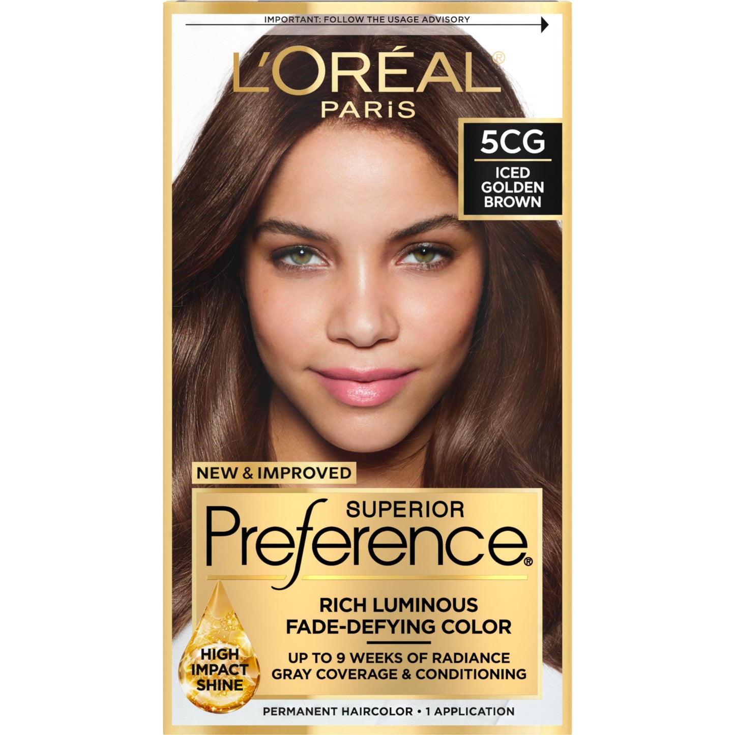 L'Oreal Paris Superior Preference Luminous Fade-Defying Permanent Hair Color, Hair Dye For Up to 9 Weeks of Radiance, Iced Golden Brown 5CG, 1 Hair Beauty & Personal Care L'Oreal Paris