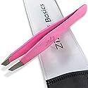 Tweezers - Surgical Grade Stainless Steel - Slant Tip for Expert Eyebrow Shaping and Facial Hair Removal - with Protective Pouch (Bubblegum Pink) Beauty & Personal Care Zizzili Basics