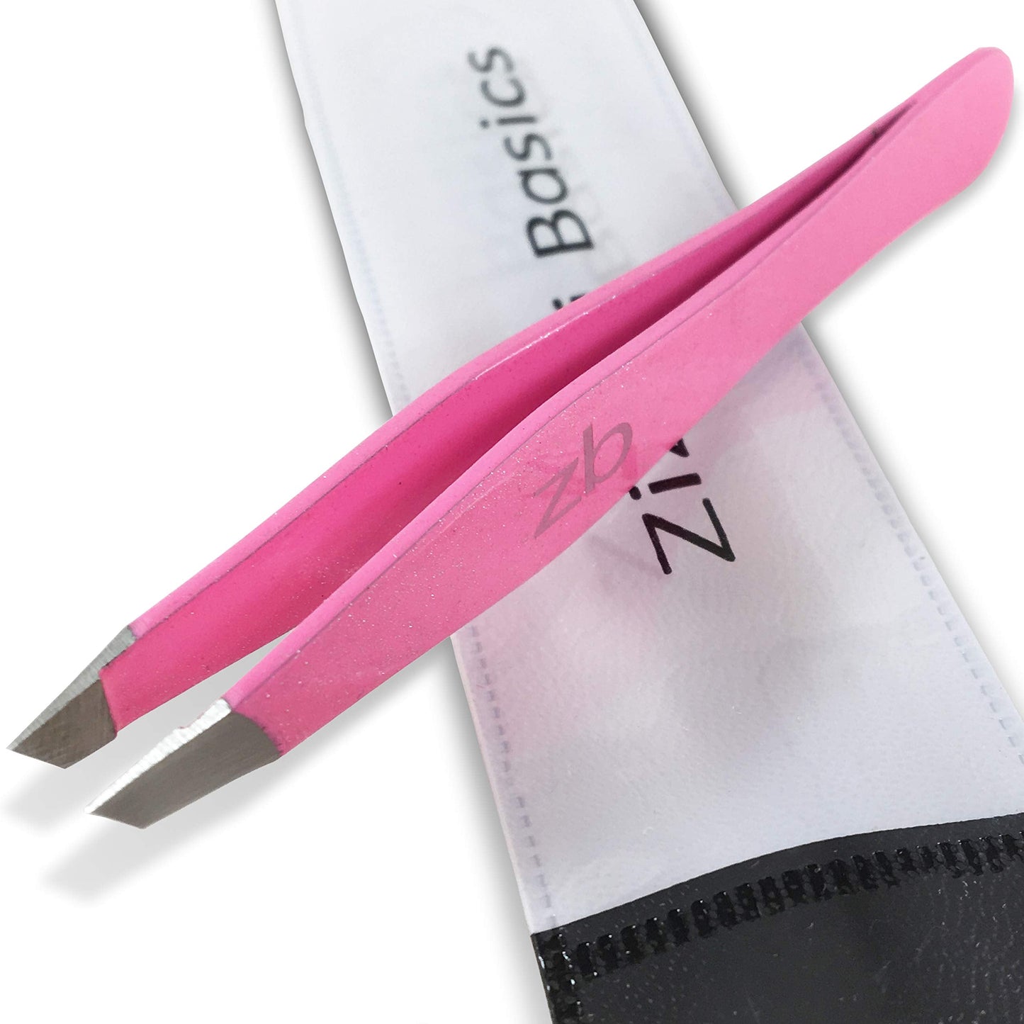 Tweezers - Surgical Grade Stainless Steel - Slant Tip for Expert Eyebrow Shaping and Facial Hair Removal - with Protective Pouch (Bubblegum Pink) Beauty & Personal Care Zizzili Basics