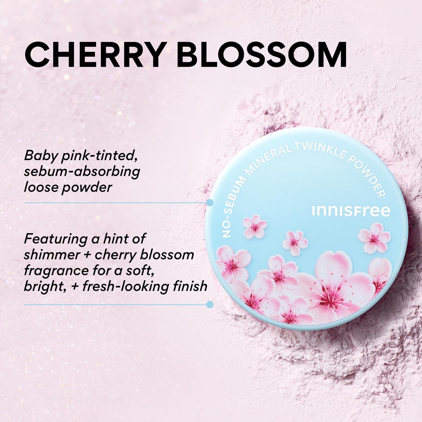 innisfree Cherry Blossom No Sebum Mineral Powder | Light Pink Loose Powder for Face | Korean Setting Powder for Oil and Shine Control | Blurs Fine Beauty and Personal Care innisfree