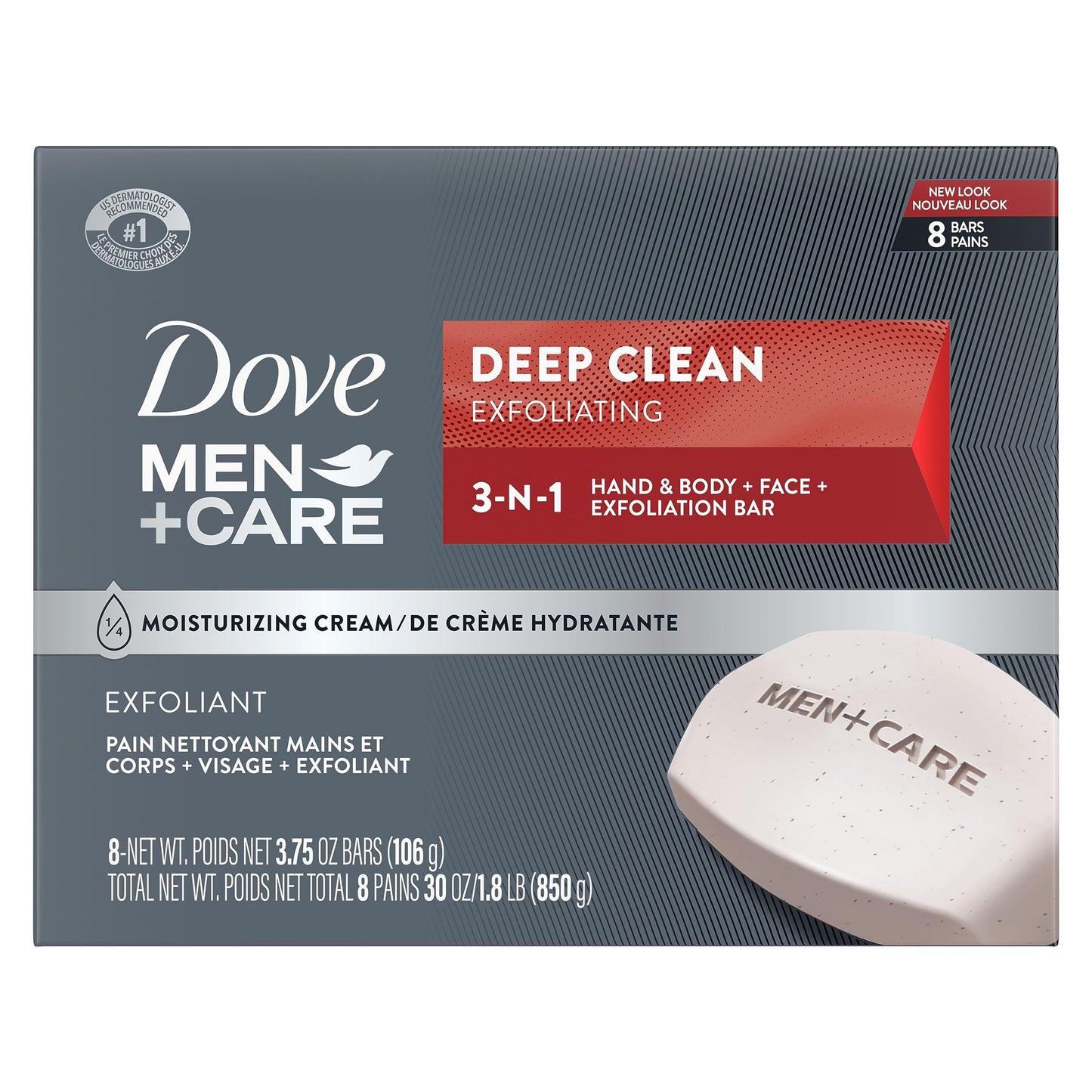 Dove Men+Care Men's Bar Soap Deep Clean 8 Bars More Moisturizing Than Bar Soap Effectively Washes Away Bacteria, Nourishes Your Skin 3.75 oz Beauty & Personal Care DOVE MEN + CARE