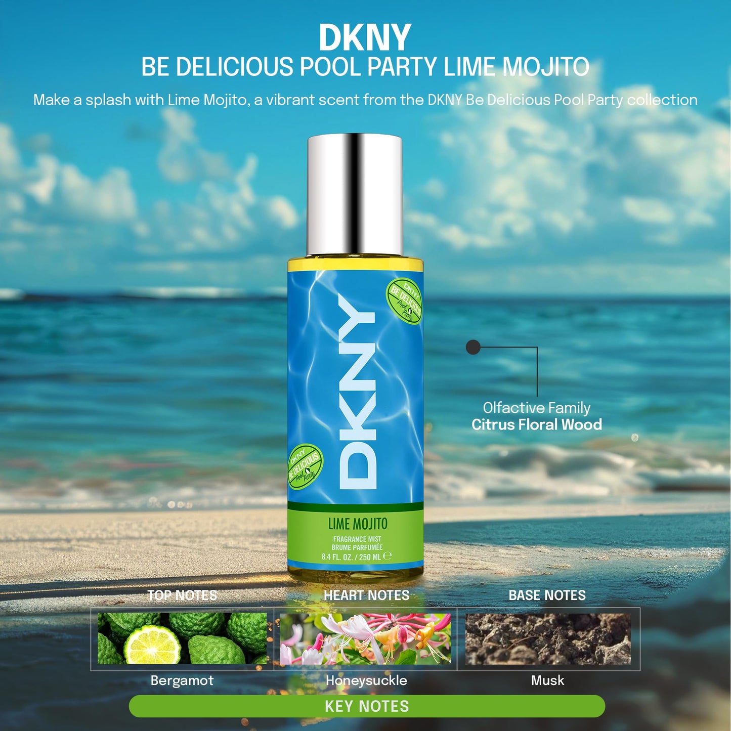 DKNY Be Delicious Pool Party Fragrance Mist For Women, Lime Mojito, 8.4 Fl. Oz. Beauty & Personal Care DKNY