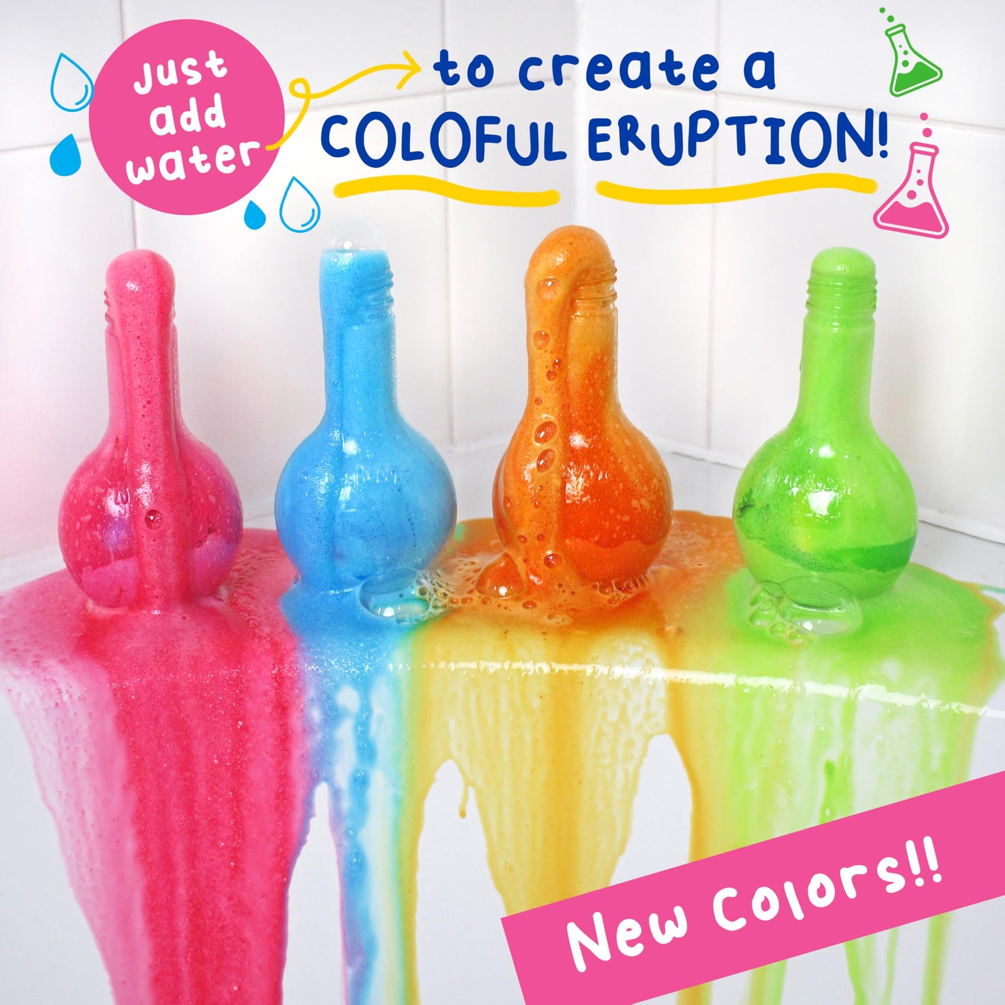 Mr. Bubble Kids Original Bath Bomb Potions - Colorful Fizzy Fun - Cool Foam and Bubble Science Beaker Bath Toys (Pack of 4) Beauty and Personal Care Mr. Bubble