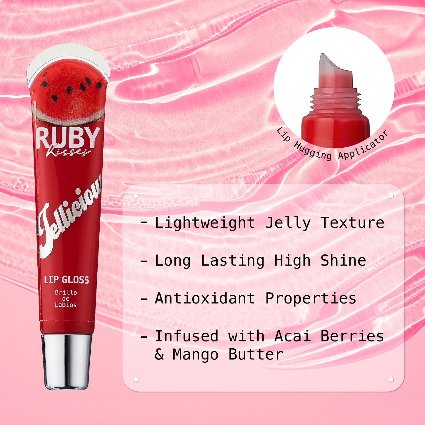 Ruby Kisses Jellylicious Lip Gloss, High-Shine Non-Sticky Hydrating Plump Beauty & Personal Care Ruby Kisses
