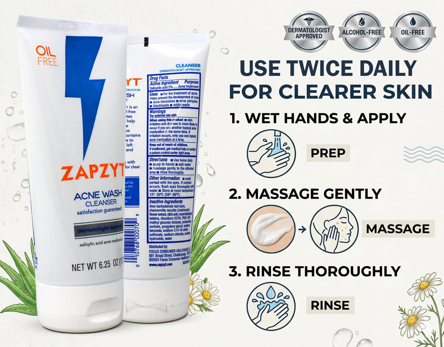 ZAPZYT Acne Wash with Salicylic Acid 6.25 oz (Pack of 5) Beauty & Personal Care Zapzyt