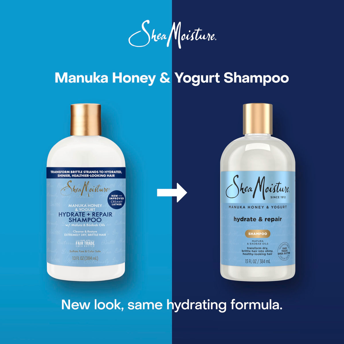 SheaMoisture Shampoo Hydrate and Repair for Damaged Hair with Manuka Honey and Shea Butter 13 oz