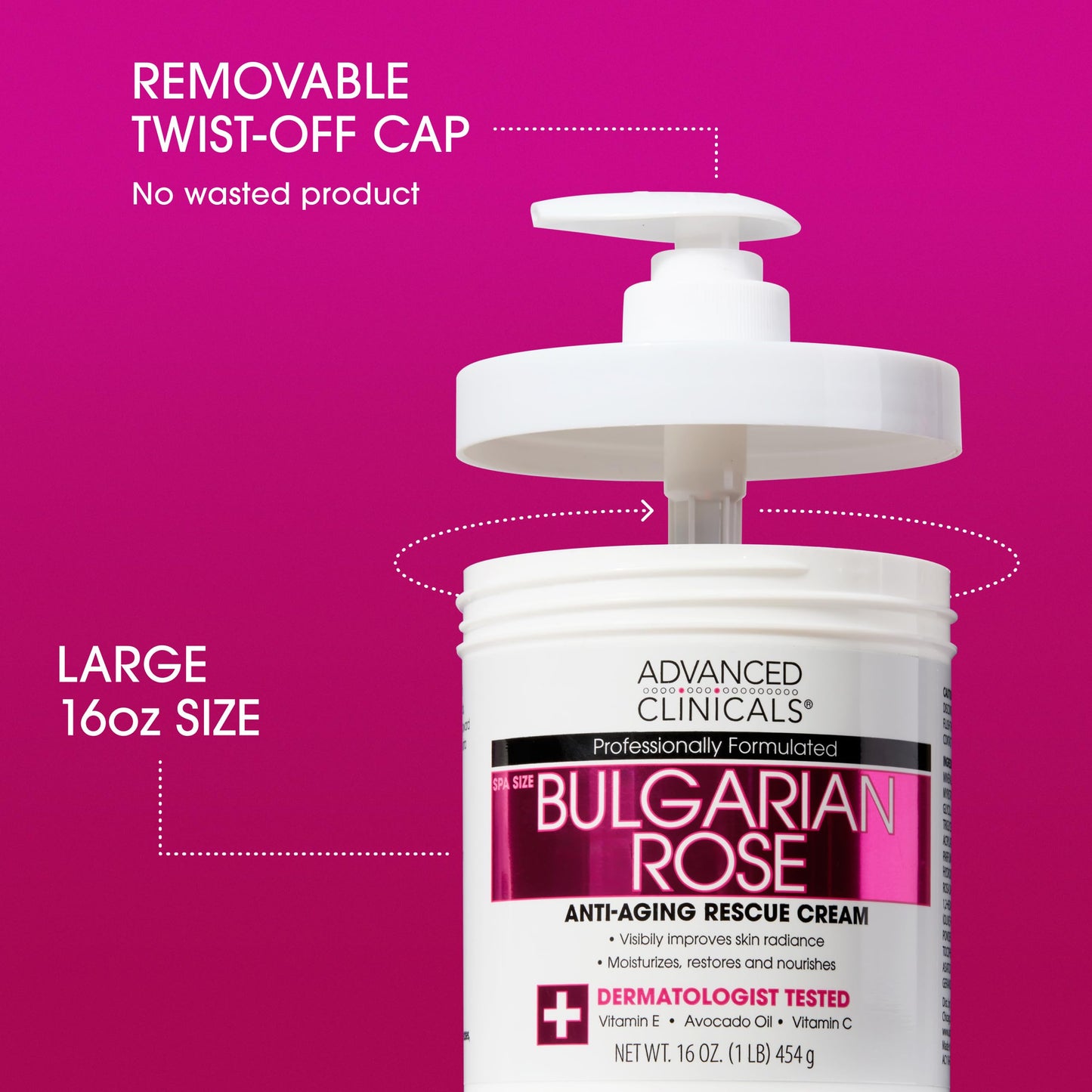 Advanced Clinicals Bulgarian Rose Lotion For Women | Rose Scented Vitamin C Body Lotion Cream | Anti Aging Vitamin E Moisturizer Body Butter Improves Beauty & Personal Care Advanced Clinicals