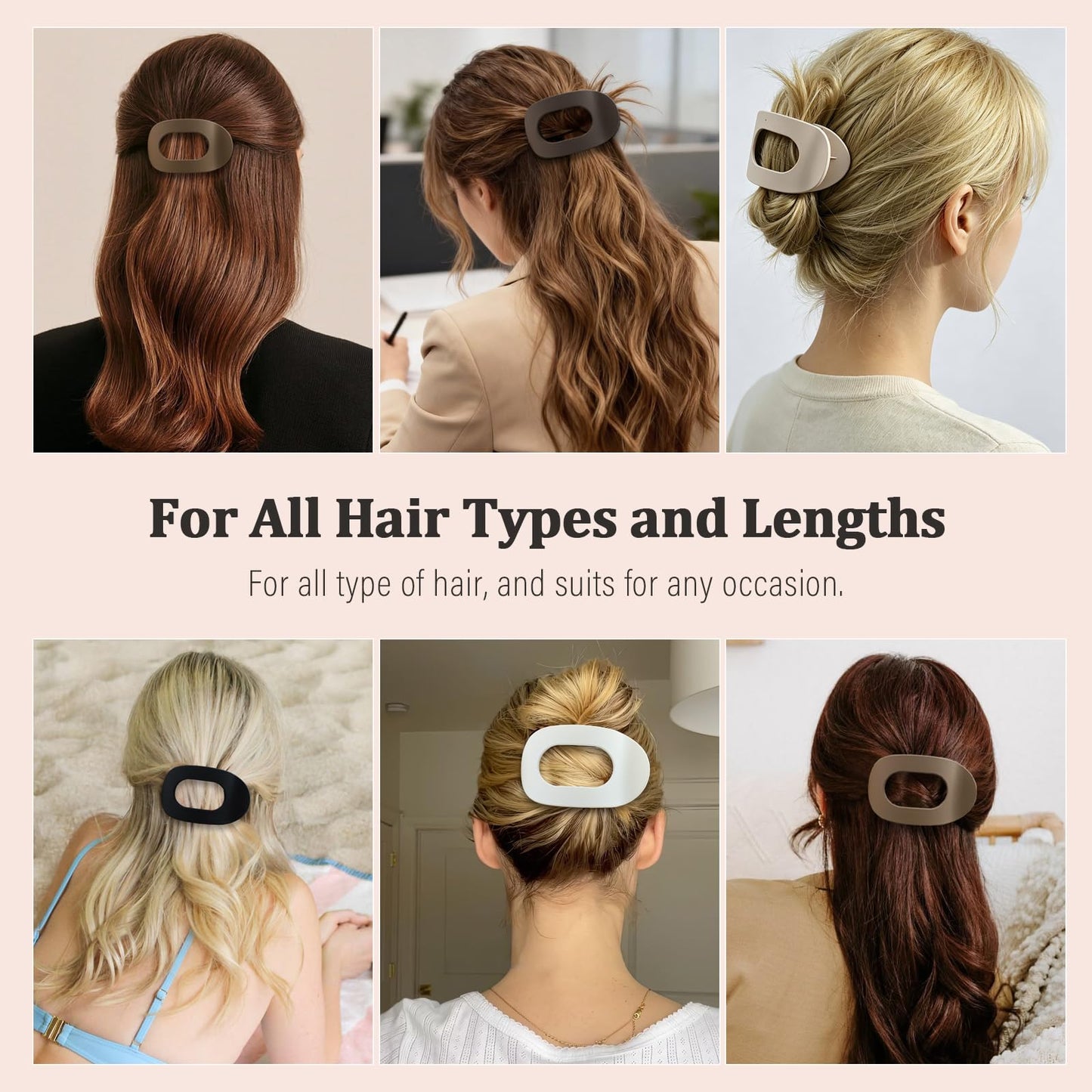 Bphne 4 Pack Flat Hair Clips for Women - Matte Oval French Claw Clips, 3.8 Inch Non Slip Strong Hold for Thick & Thin Hair, Lay Flat Design for Work Beauty and Personal Care B.PHNE