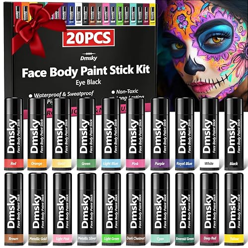 Dmsky 20 Packs Eye Black Sports Stick for Football, Baseball, Softball-Anti-Glare Face Body Paint Stick Kit,Water-Proof Eye Sports Paint Sticks,20 Beauty & Personal Care Dmsky