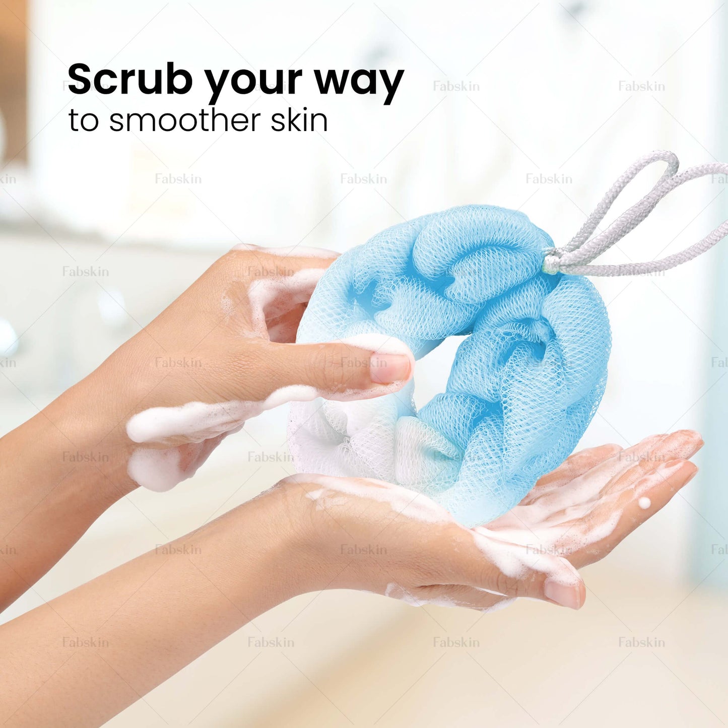 Fabskin Luxury Back Scrubber Loofah Belt for Bathing For Men and Women - Strechable 9 Knots Bath Sponge (BLUE) Beauty and Personal Care FABSKIN