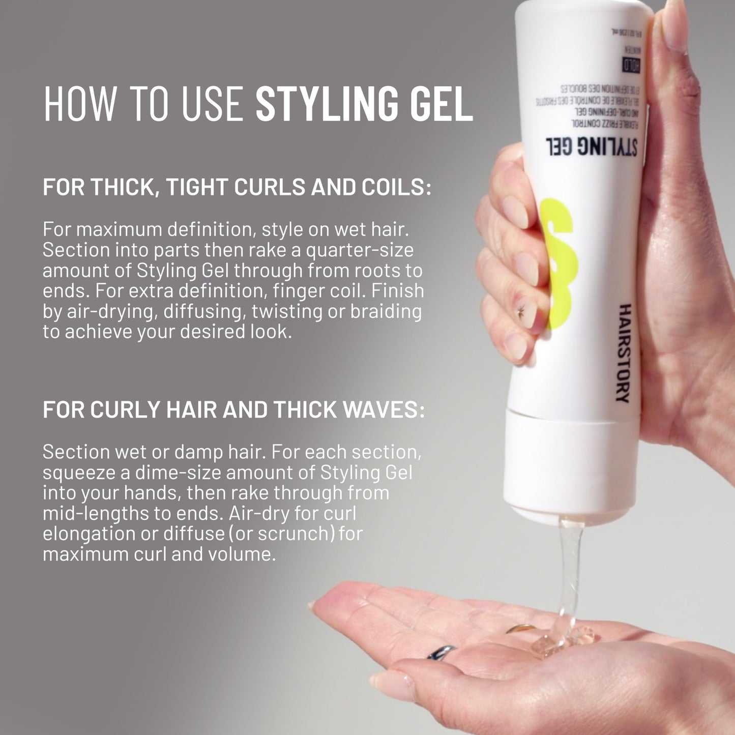 Hairstory Styling Gel - Curl Defining Gel for Wavy Curly Coily Hair, Flexible Frizz Control, Heat Protection up to 450F, Non Crunchy, 8 Fl Oz Beauty & Personal Care Hairstory