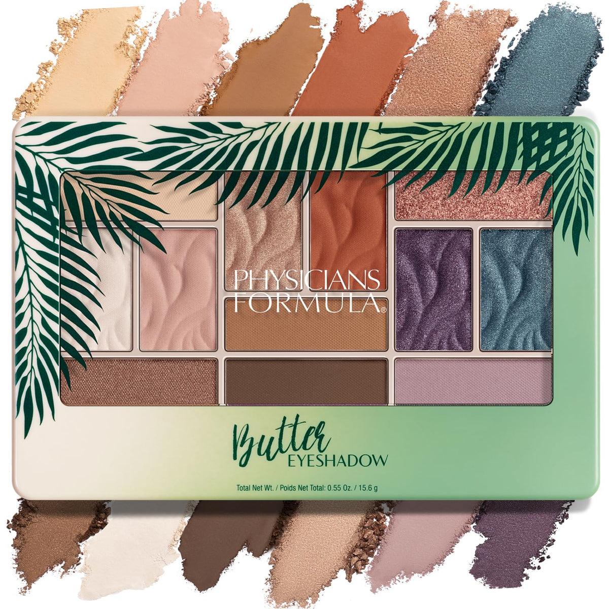 Physicians Formula Murumuru Butter Eyeshadow, 12-Shade Ultra-Creamy Palette with Murumuru & Tucuma Butters, Silky Soft Blendable Formula - Tropical