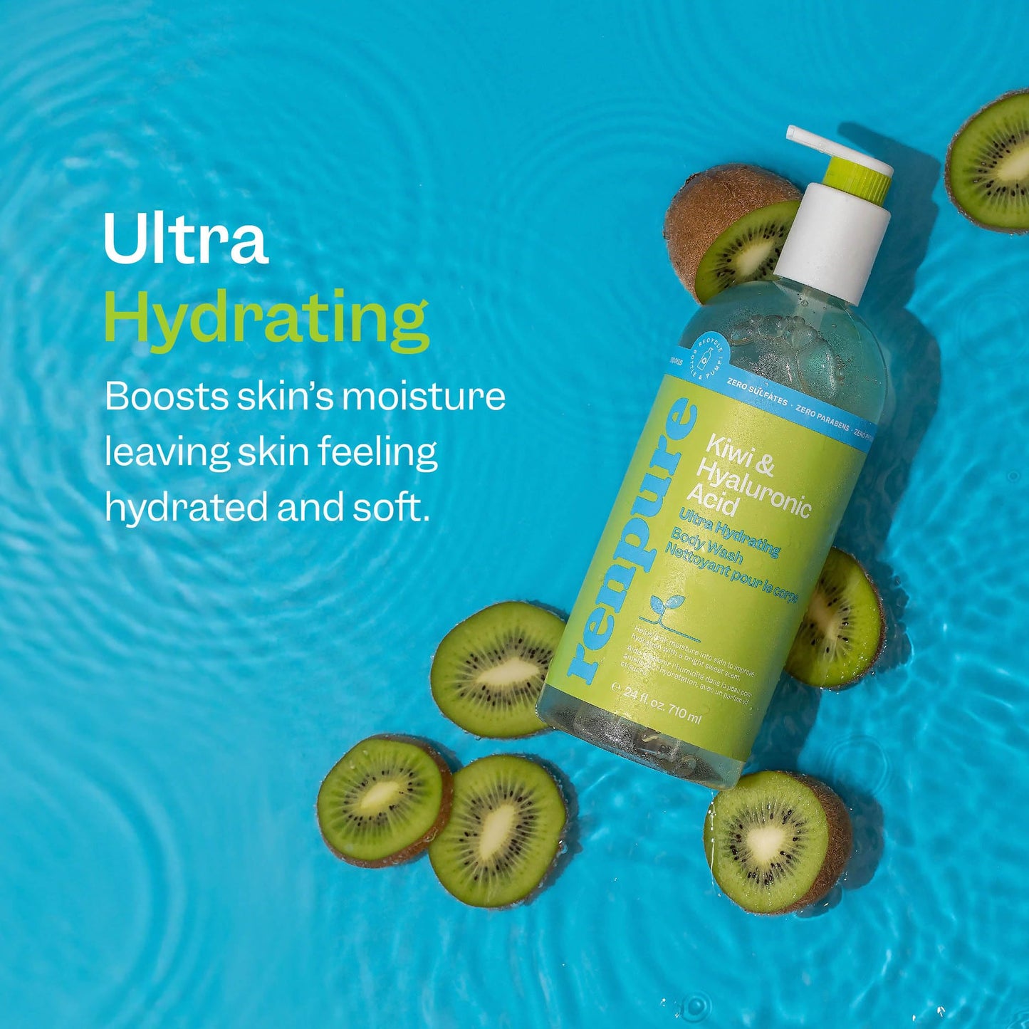 Renpure Kiwi and Hyaluronic Acid Ultra Hydrating Body Wash - Leaves Skin Moisturized - Rids Skin of Daily Grime - Gentle Formula - Dye and Paraben Beauty & Personal Care RENPURE