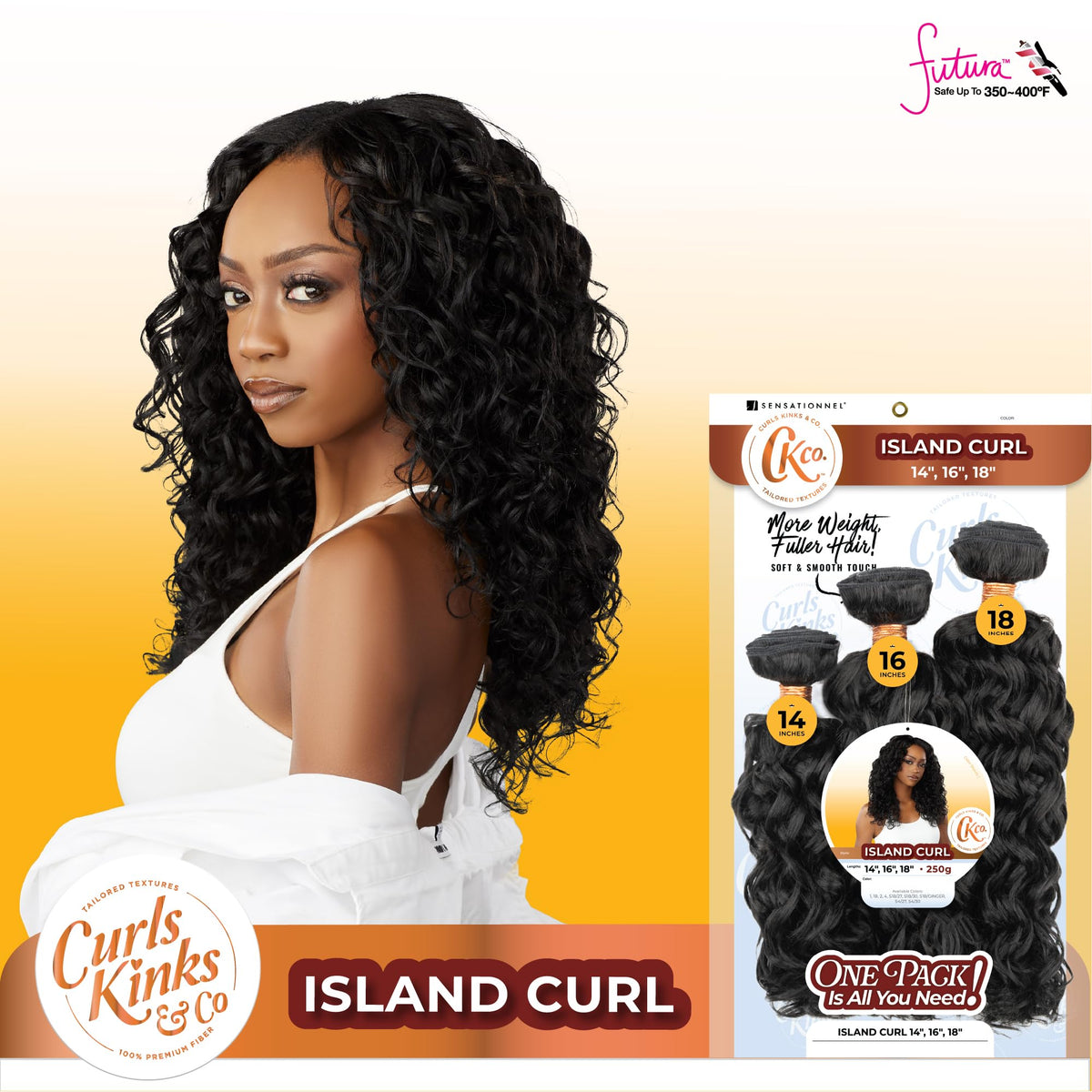 Sensationnel CKCO Synthetic Bundle-Island Curl,14 16 18 inch, 4 MEDBROWN