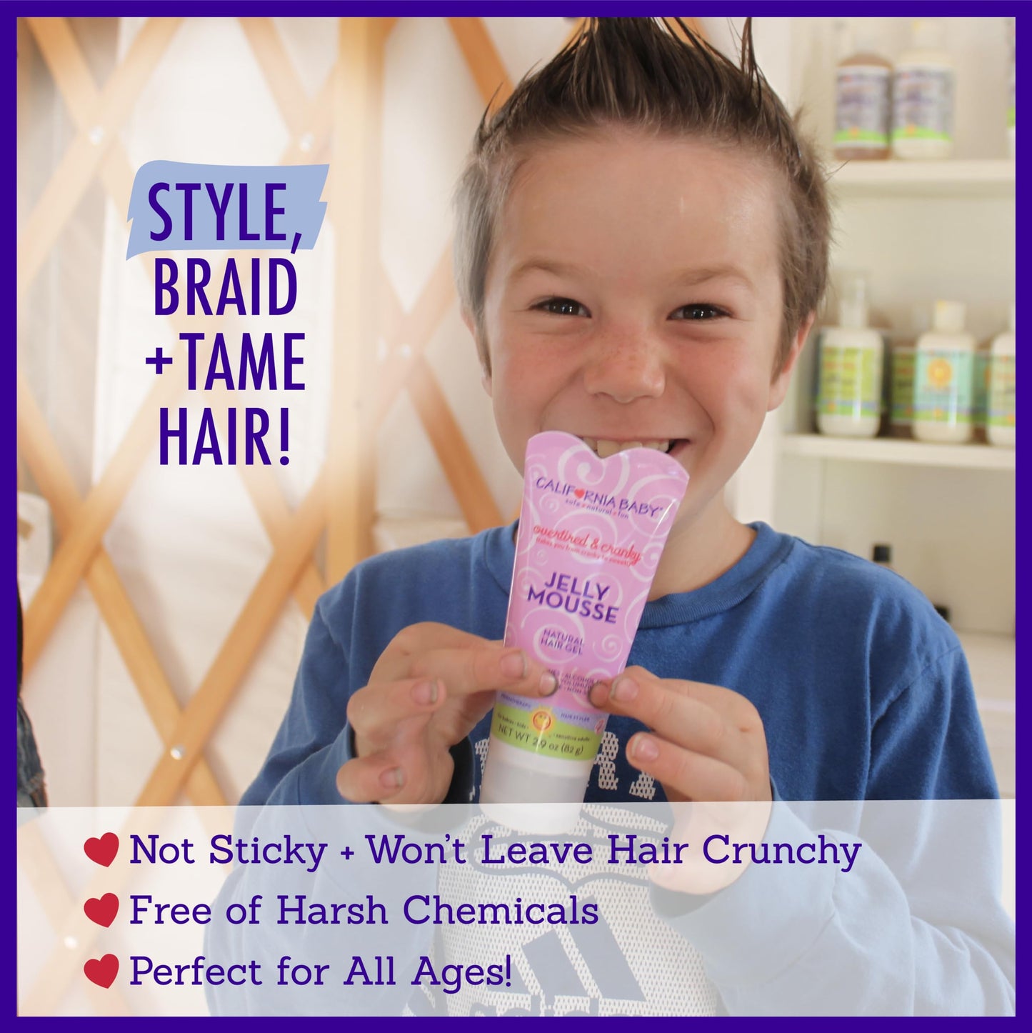 California Baby Overtired & Cranky Hair Gel for Kids | 100% Plant-Based Baby Hair Gel | Medium-Hold | Hypoallergenic | 82 g / 2.9 oz. Beauty & Personal Care California Baby