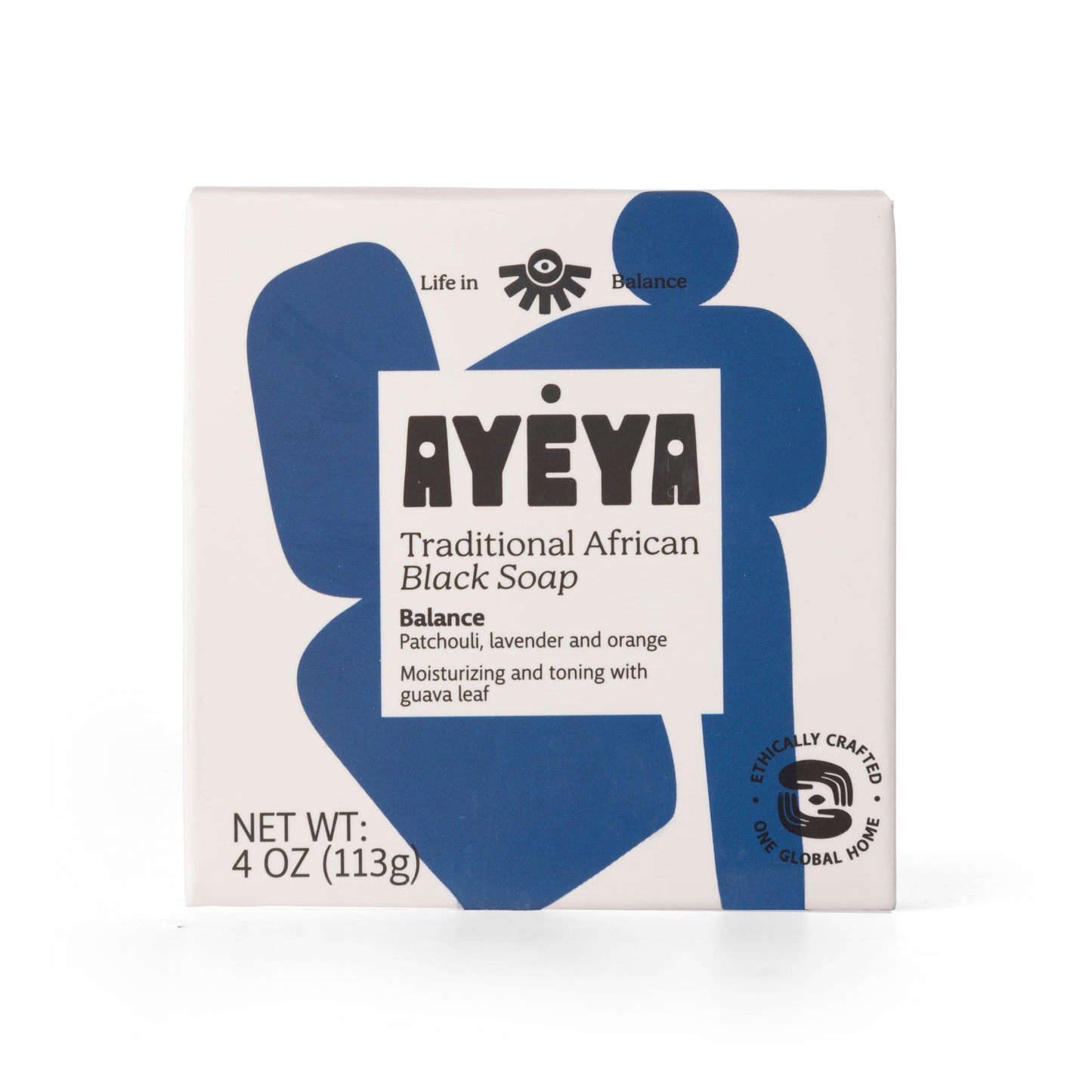 AYÉYA African Black Soap Bar, Patchouli, Lavender & Orange (Balance) - Exfoliating Bar Soap for Dry, Combination, Sensitive, Acne-Prone Skin, 4 O Beauty & Personal Care Ayeya