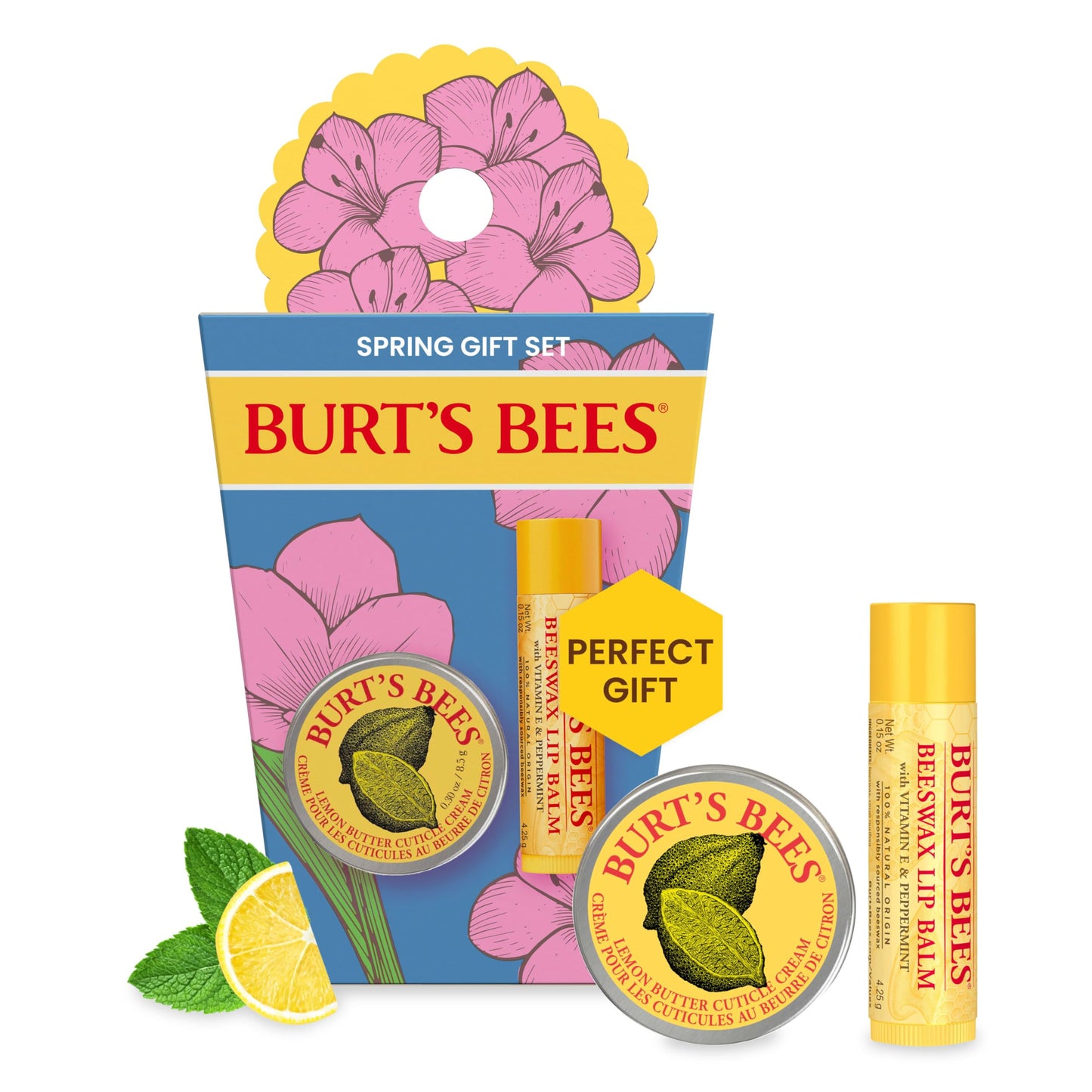 Burt's Bees Gifts Ideas - Spring Surprise Set, Original Beeswax Lip Balm and Lemon Butter Cuticle Cream, Natural Origin Lip Moisturizer Beauty and Personal Care Burt's Bees