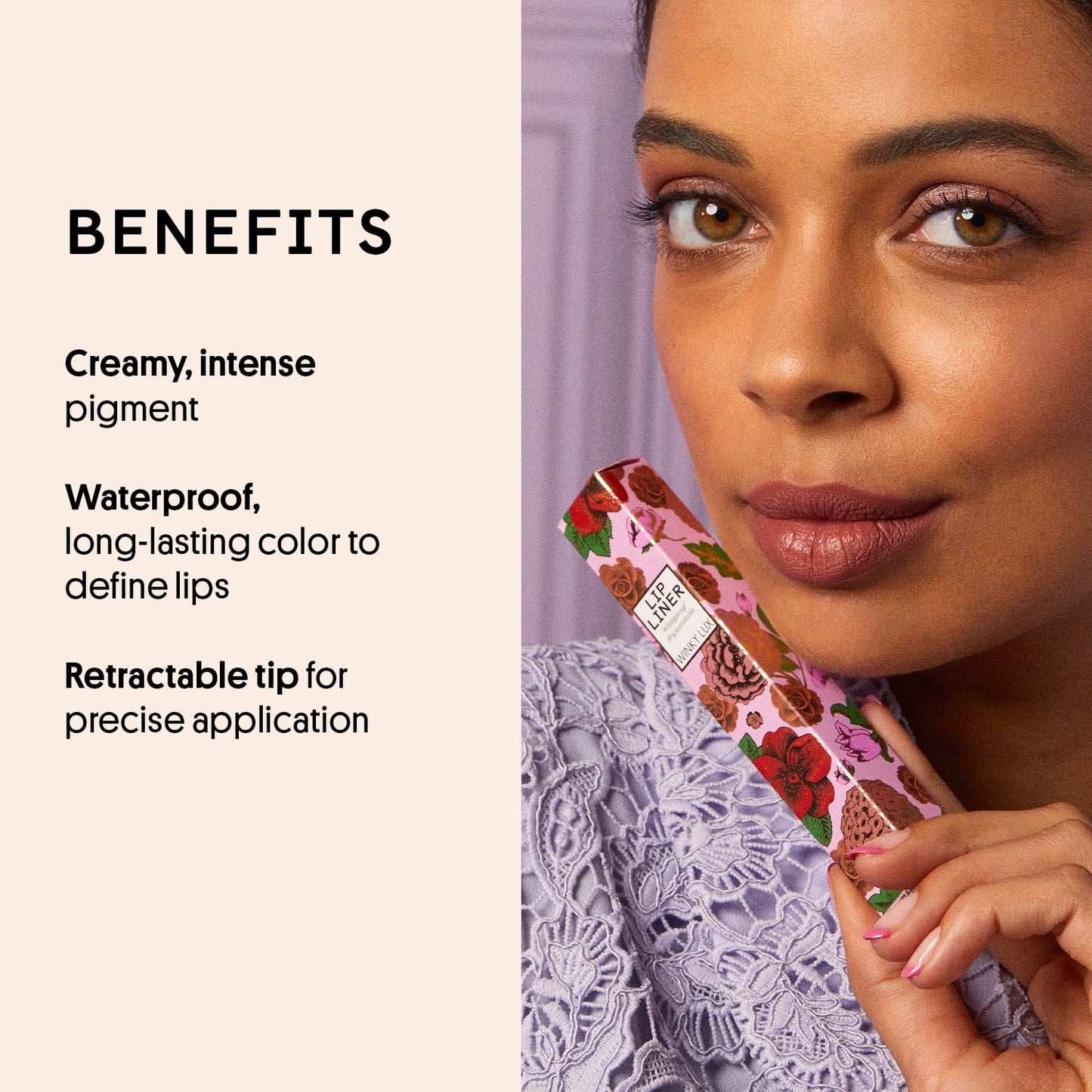 Winky Lux Meow Demi Matte Lip Liner Pencil - Muted Mauve Lipliner, Waterproof Long Lasting Formula, Creamy Retractable Tip For Precision Beauty & Personal Care Winky Lux