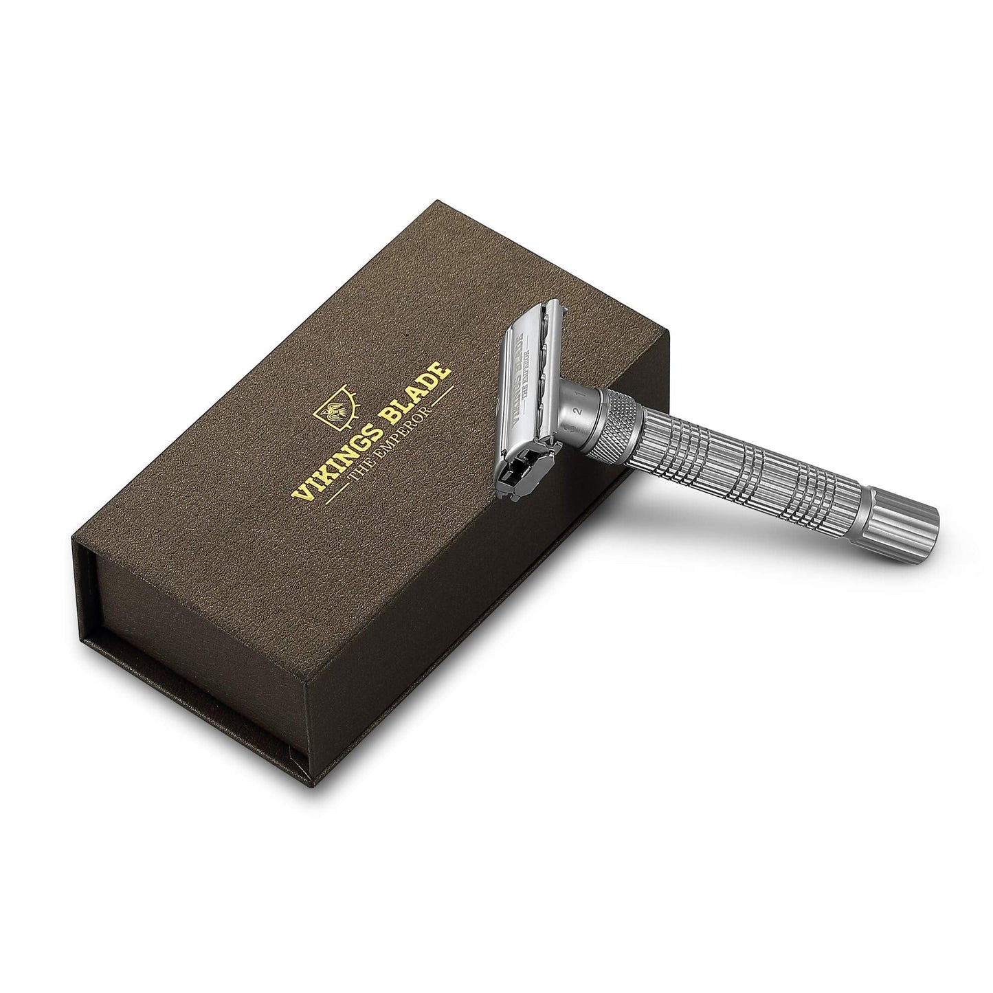 VIKINGS BLADE Adjustable Double Edge Safety Razor + Luxury Case. Smooth, Reusable, Eco-Friendly (The Emperor “Frosted Chrome”) Beauty and Personal Care Vikings Blade
