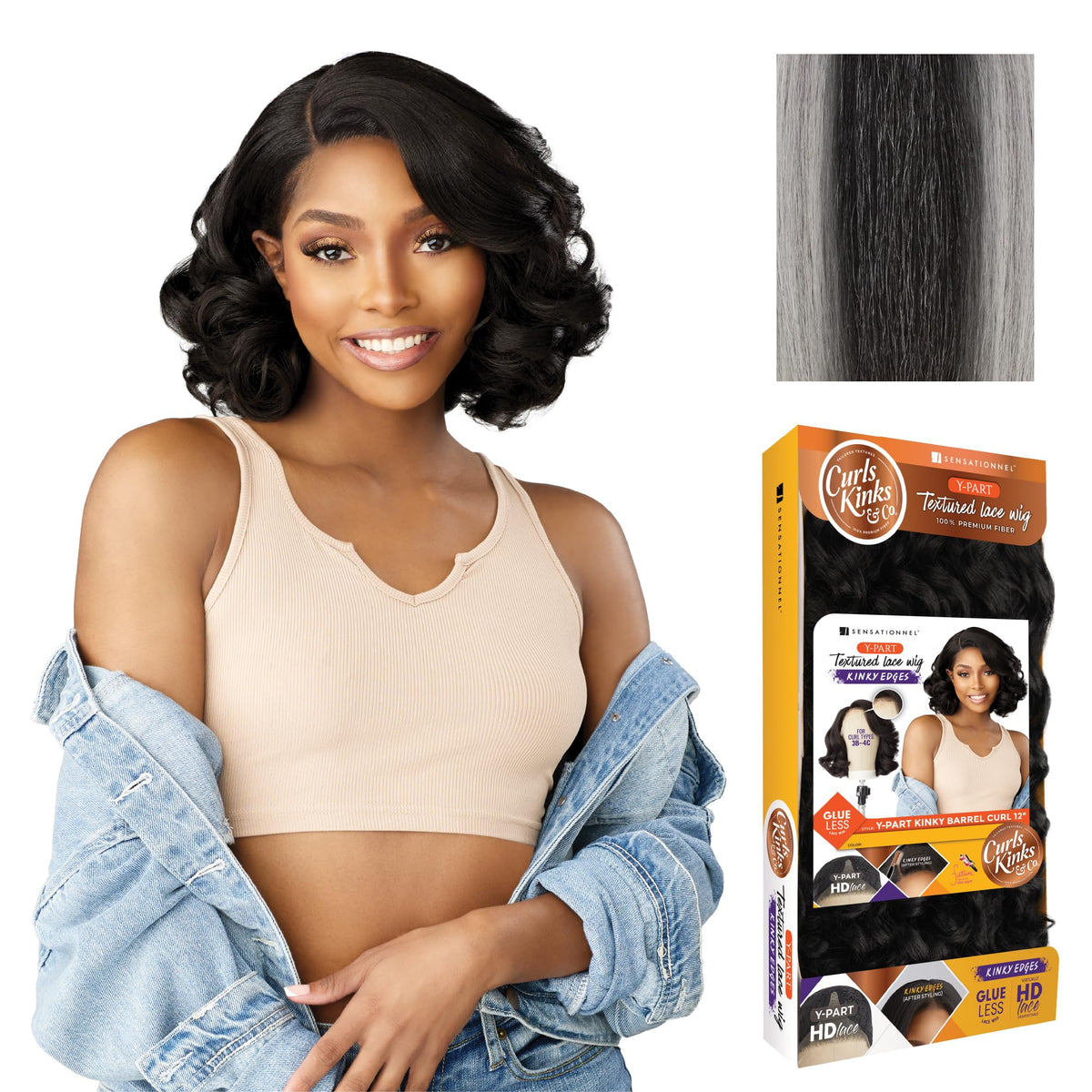 Sensationnel CKCO Kinkyedges Wig-Kinky Barrel Curl 12 Inch, HL280/51