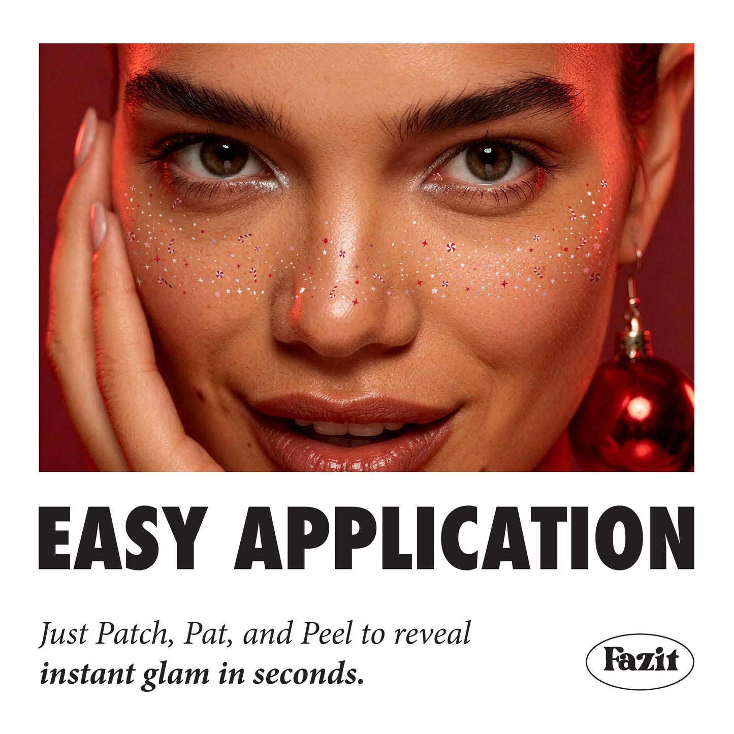 Fazit Makeup Patches - Candy Cane Speckles - Glow Up Make-Up Patches - Cute Glitter Makeup Accessories for Women - Cosmetic Glitter for Face Beauty & Personal Care Fazit