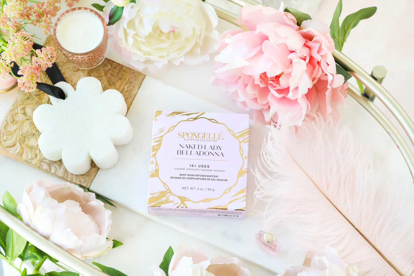 Spongelle Naked Belladona Elevation Body Buffer - Bath & Shower Loofah for Women - Cleanse, Exfoliate, and Nourish in one Easy Step - Cruelty-Free Beauty and Personal Care SPONGELLÉ