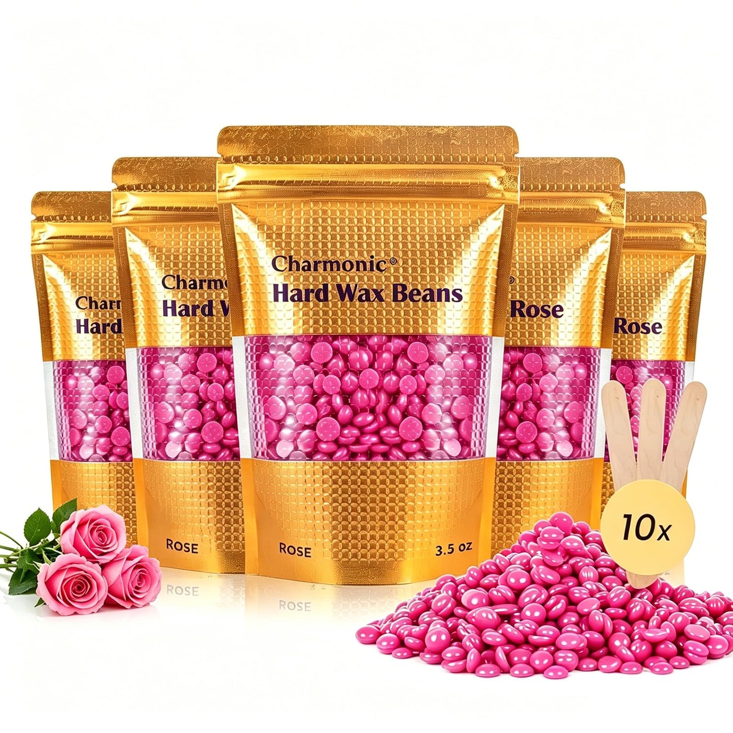Charmonic Depilatory Wax, 17.5 Oz Hard Body Wax Beans for Women Men, Hair Removal European Beads 500g/1.1 lb (rose) Beauty and Personal Care Charmonic