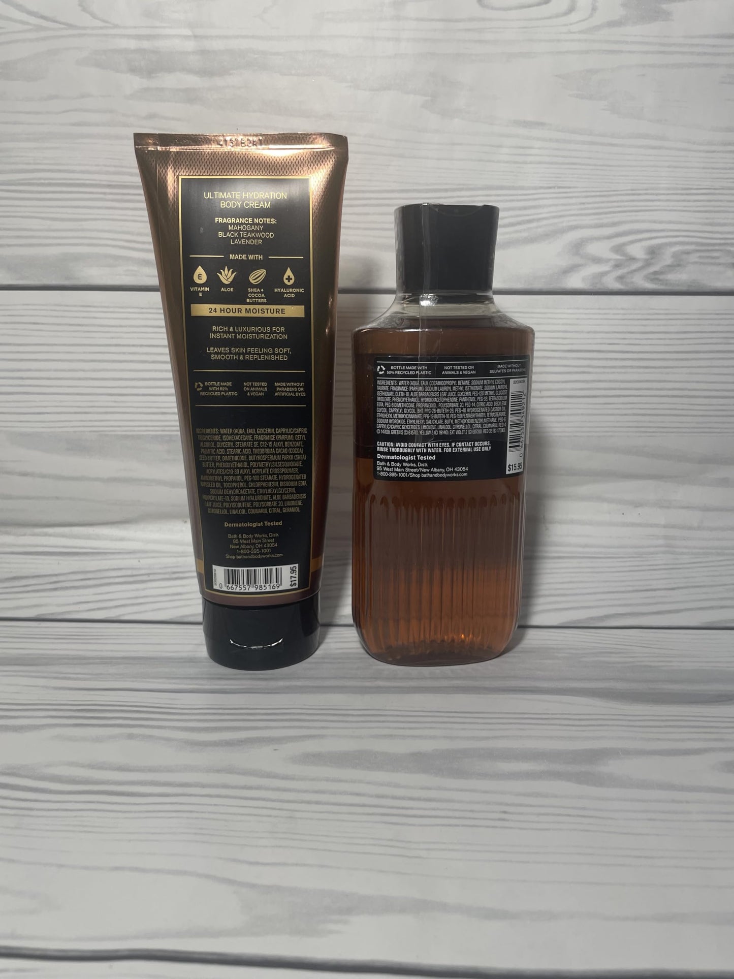 Bath & Body Works Mahogany Teakwood Men's 3-in-1 Hair, Face & Body Wash and Body Cream 2 Piece Set Beauty & Personal Care Bath & Body Works