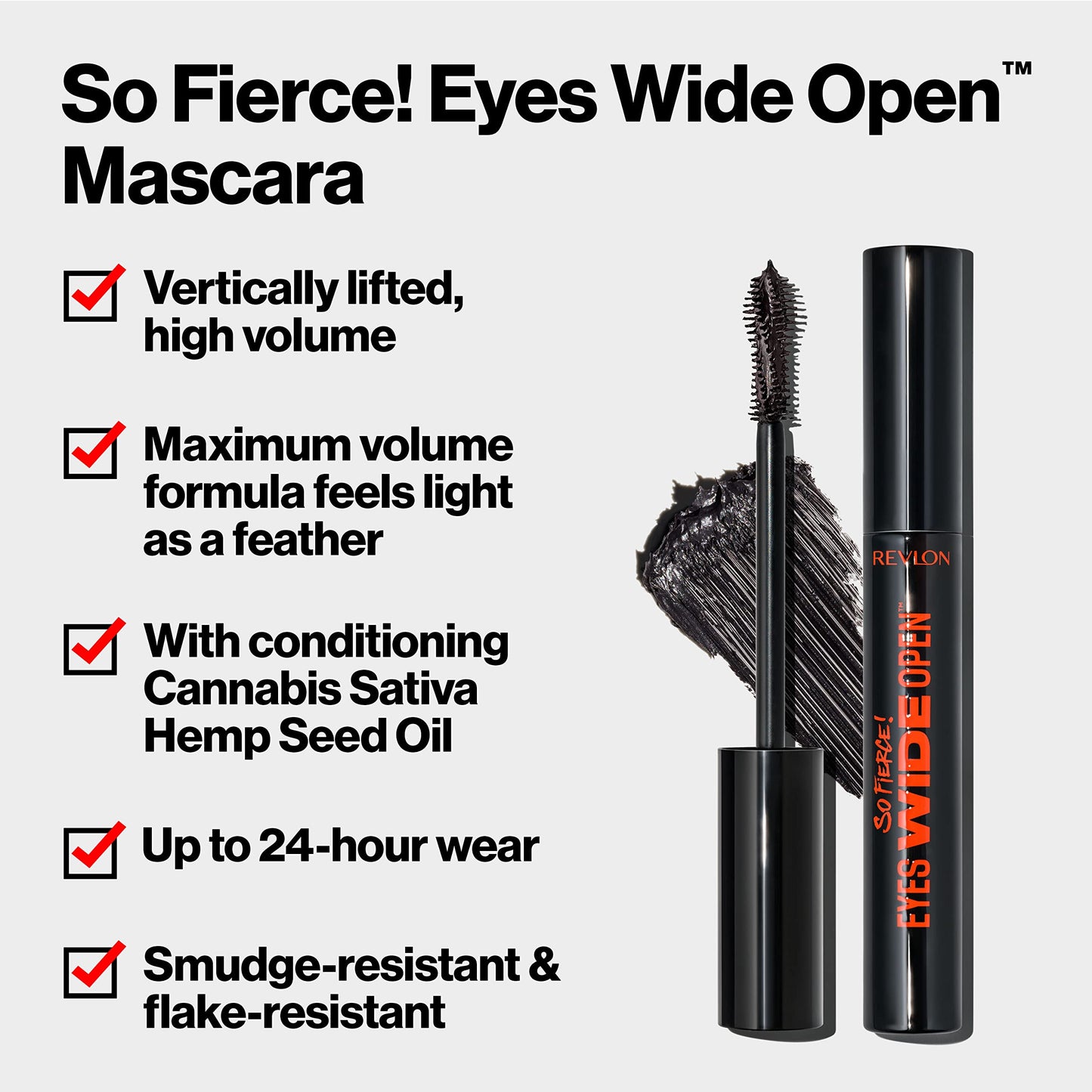 Revlon So Fierce Eyes Wide Open Mascara with Push-up Brush, For Volumizing & High Lifting Eyelashes, Smudge-proof, Flake Resistant, 101 Blackest Beauty & Personal Care REVLON