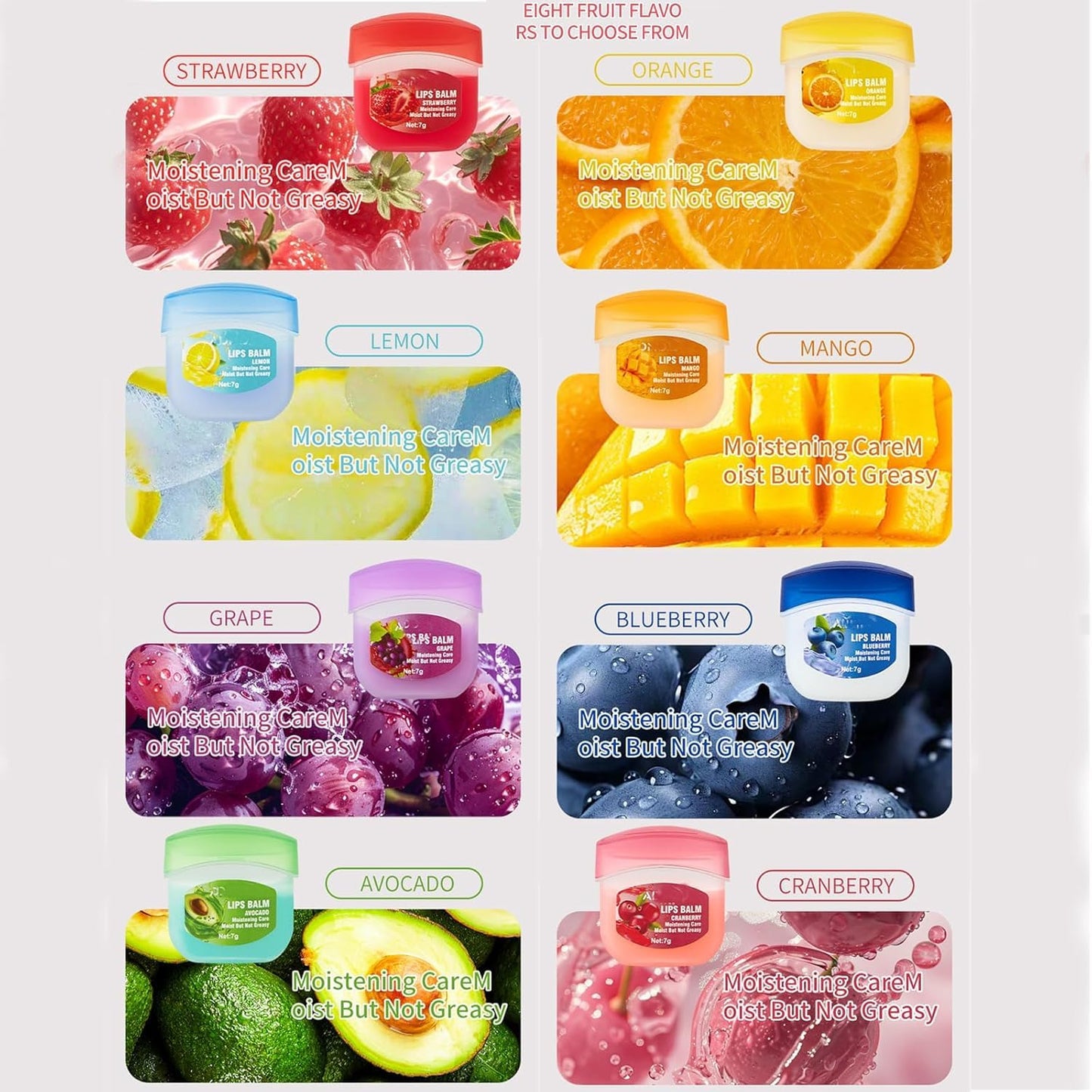 8Pcs Fruit Flavored Lip Care Set, Admd Mini Lip Balm Set, 8-in-1 Fruity Mini Lip Balms Can Be Used as Glosses Night Balms Colorless Lipsticks Beauty and Personal Care Hyxowgt